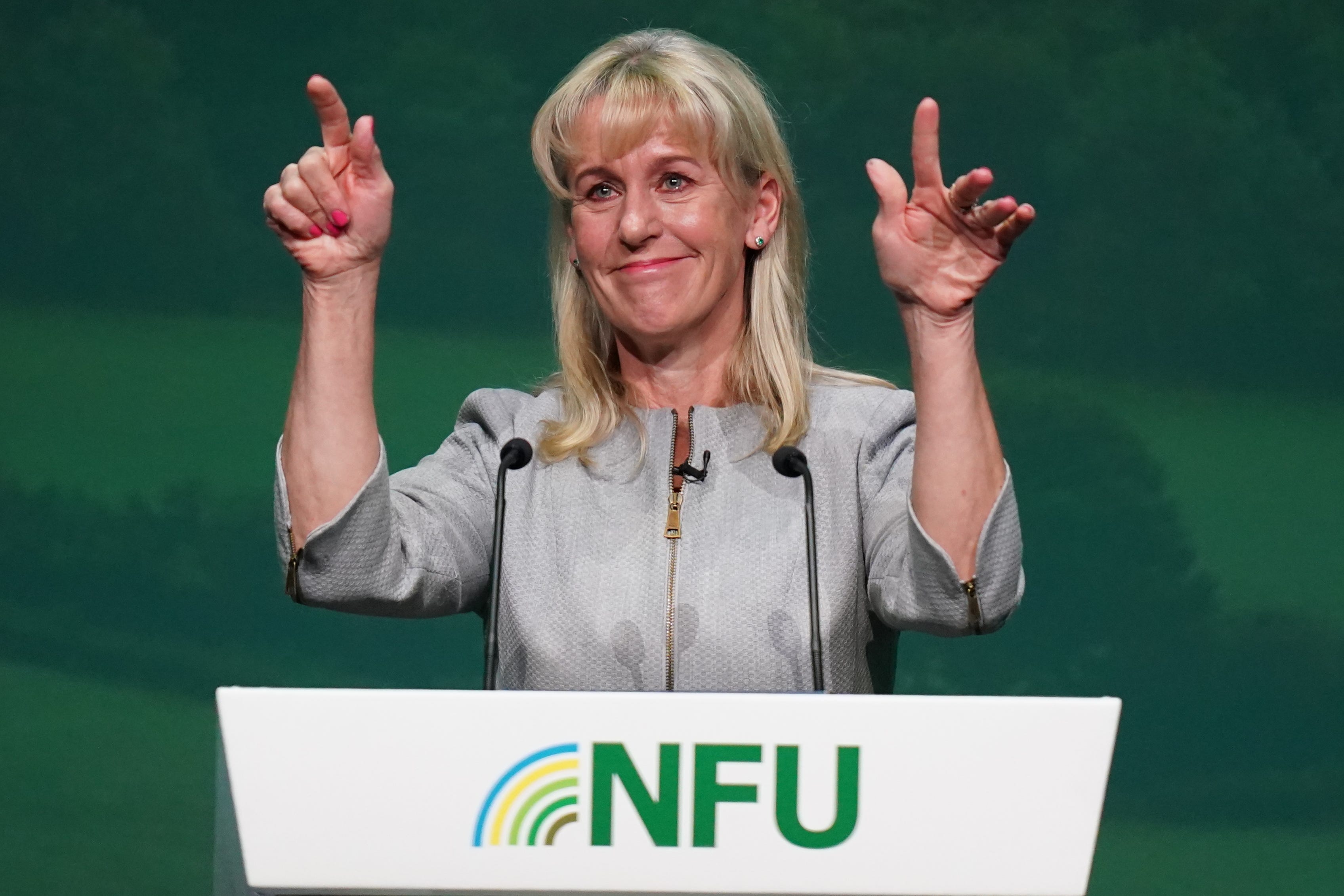 National Farmers’ Union (NFU) President Minette Batters speaking during the National Farmers’ Union annual conference (Jacob King/PA)