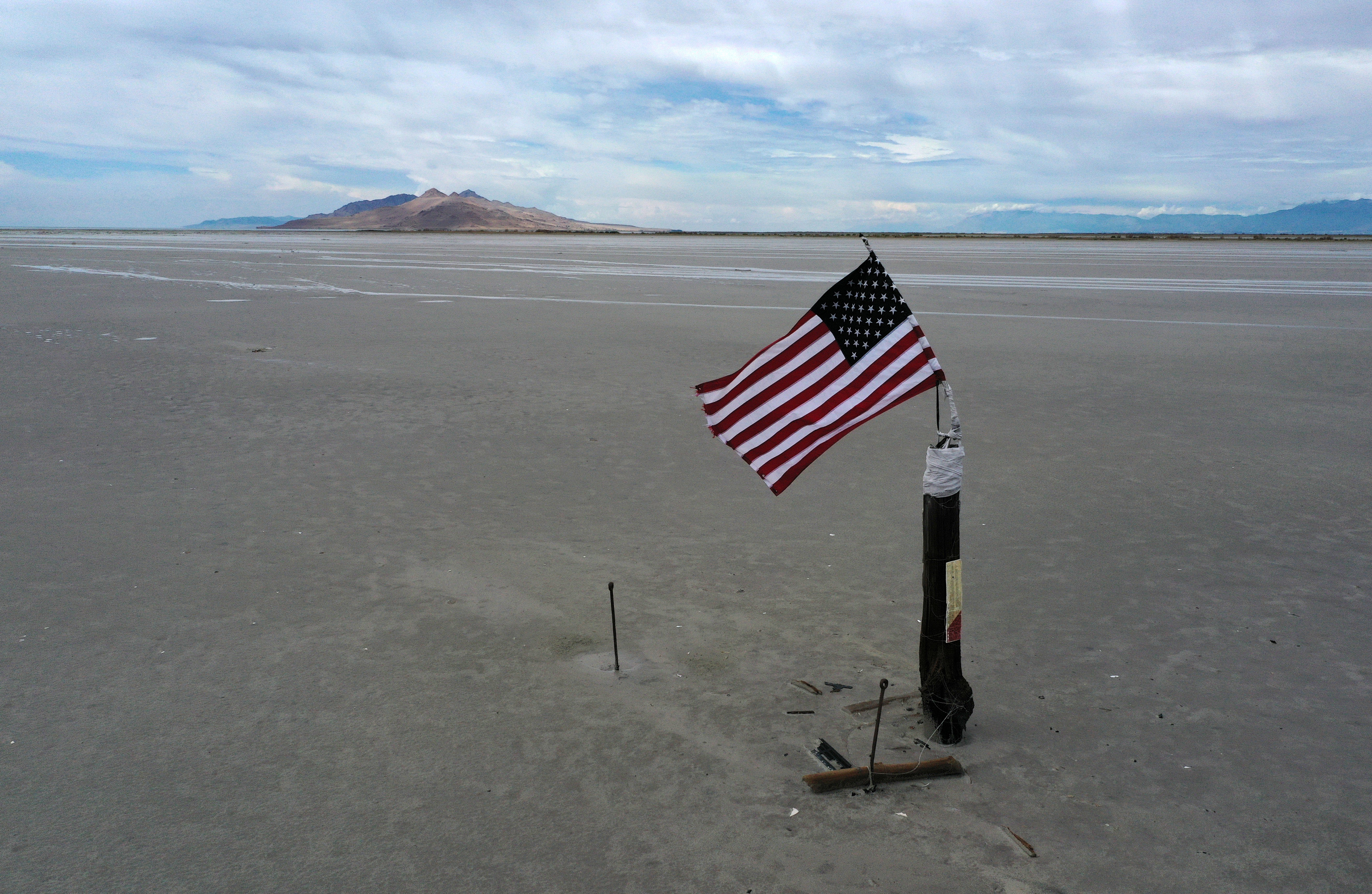 A section of the Great Salt Lake that used to be underwater, pictured in August 2021