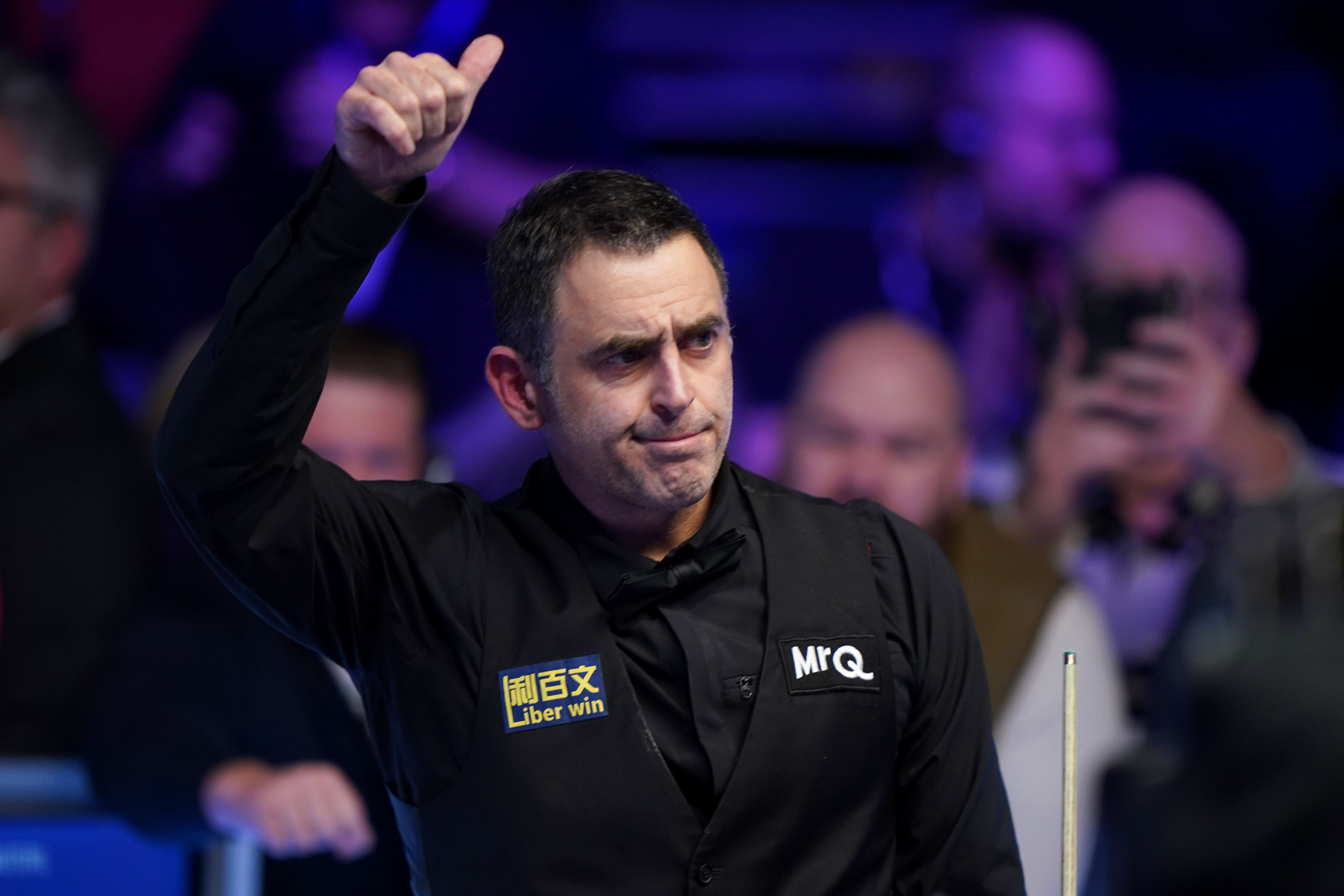 Ronnie O’Sullivan beat Zhou Yuelong 6-2 to reach the quarter-finals of the Players Championship (Bradley Collyer/PA)