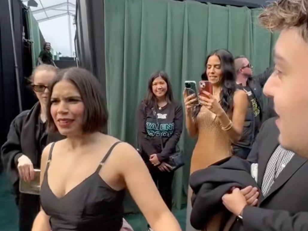 America Ferrera was seen looking confused before she walked away