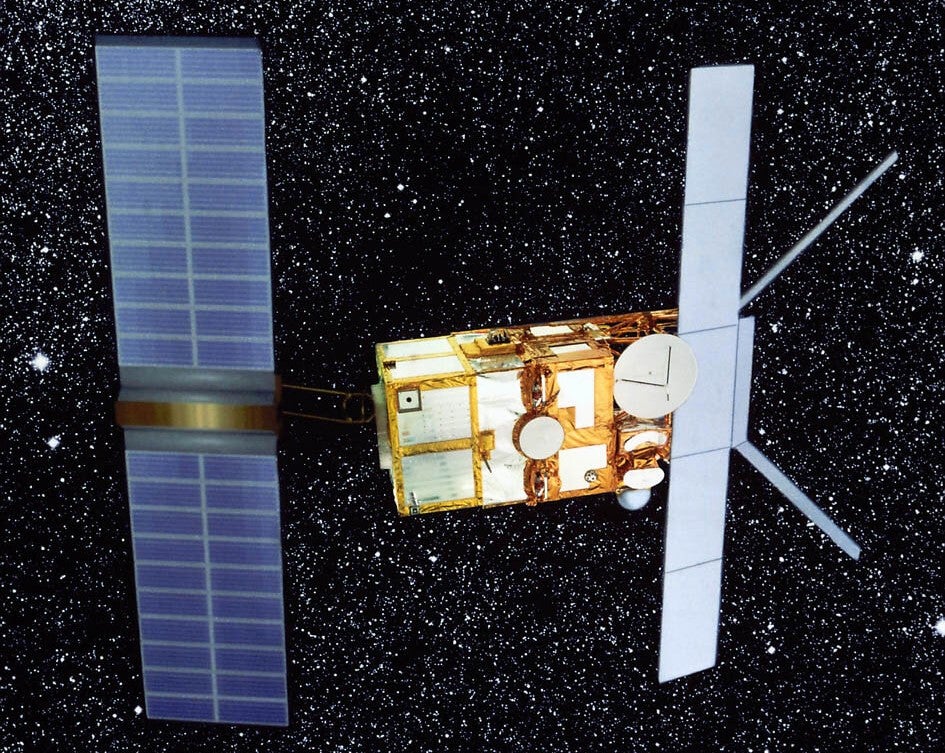 The ERS-2 satellite in orbit around the Earth