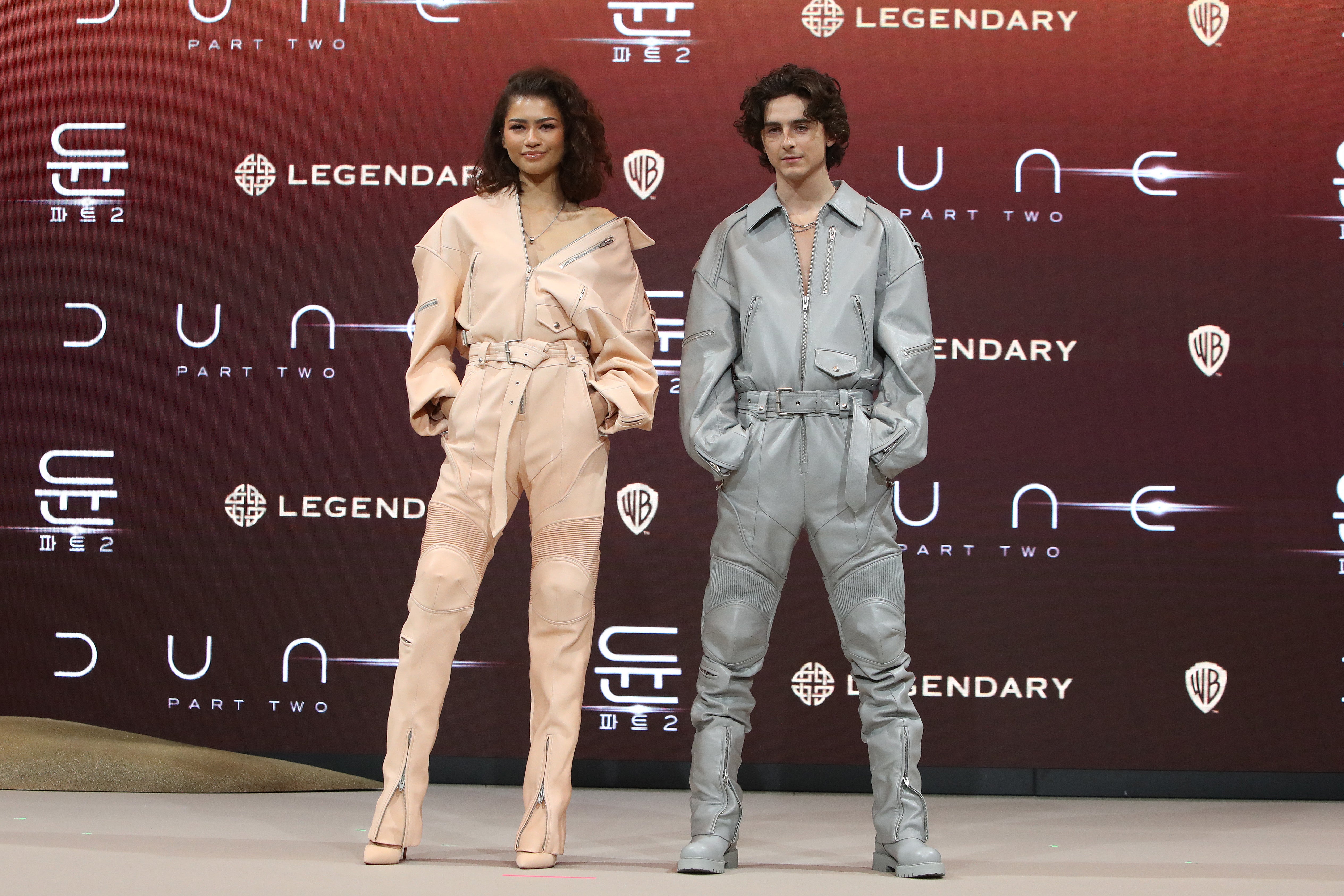 Zendaya and Timothée Chalamet attend press conference for ‘Dune: Part Two’ on 21 February 2024 in Seoul, South Korea