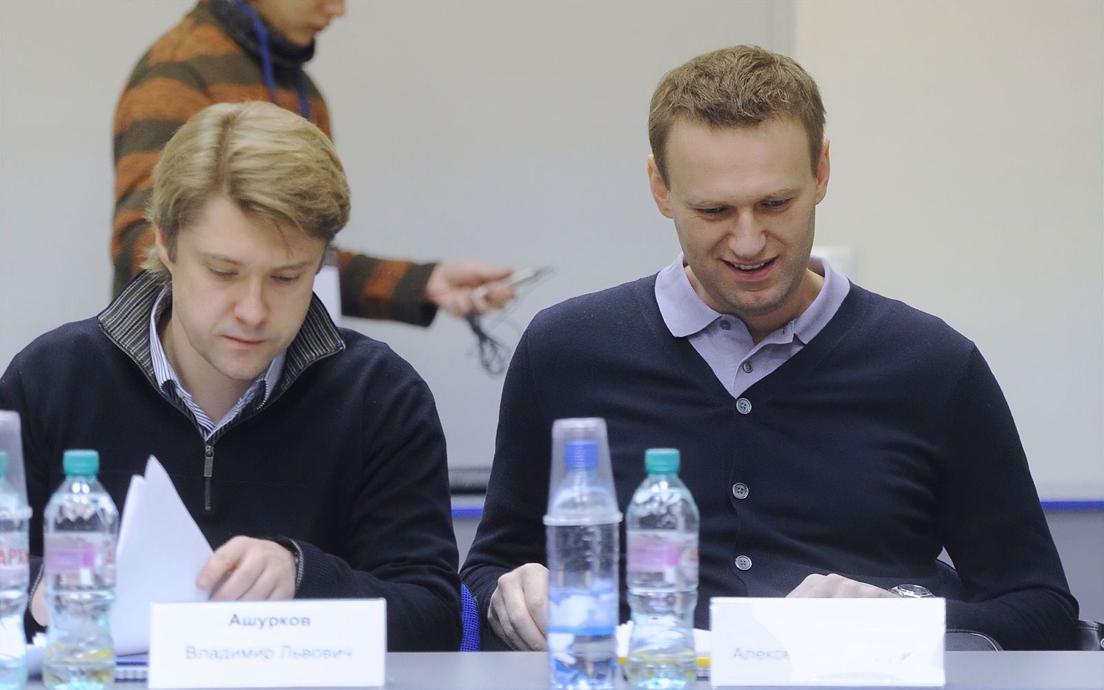 Vladimir Ashurkov, left, pictured with Alexei Navalny, both of whom founded the Russian Anti-Corruption Foundation