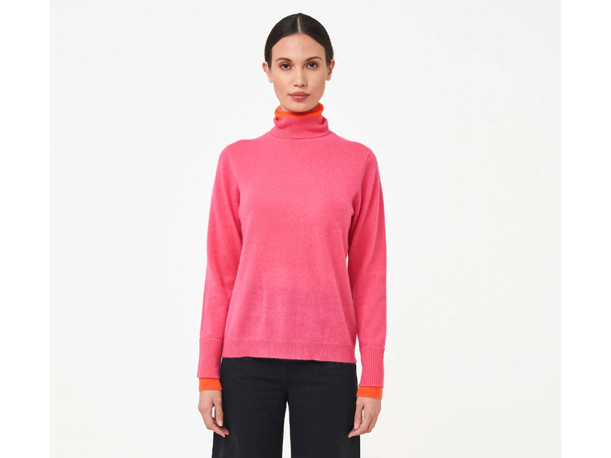 Brodie contrast roll-neck jumper