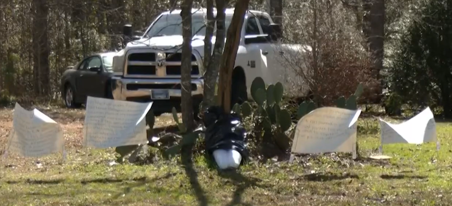 The fake body was taken down and signs were put up explaining why it was in the tree