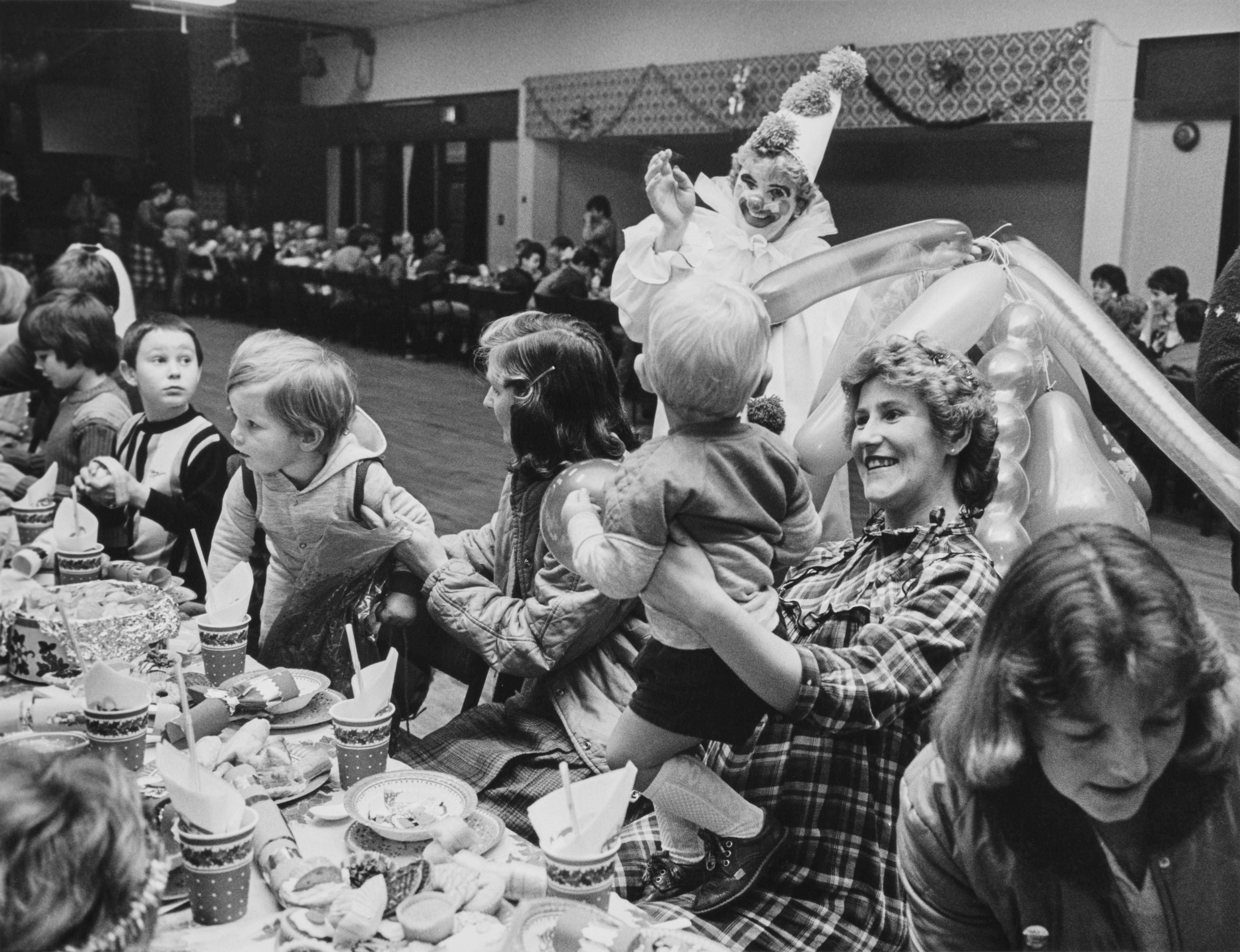 Striking miners hold a children’s Christmas party at Ollerton Miners’ Welfare, Nottingham