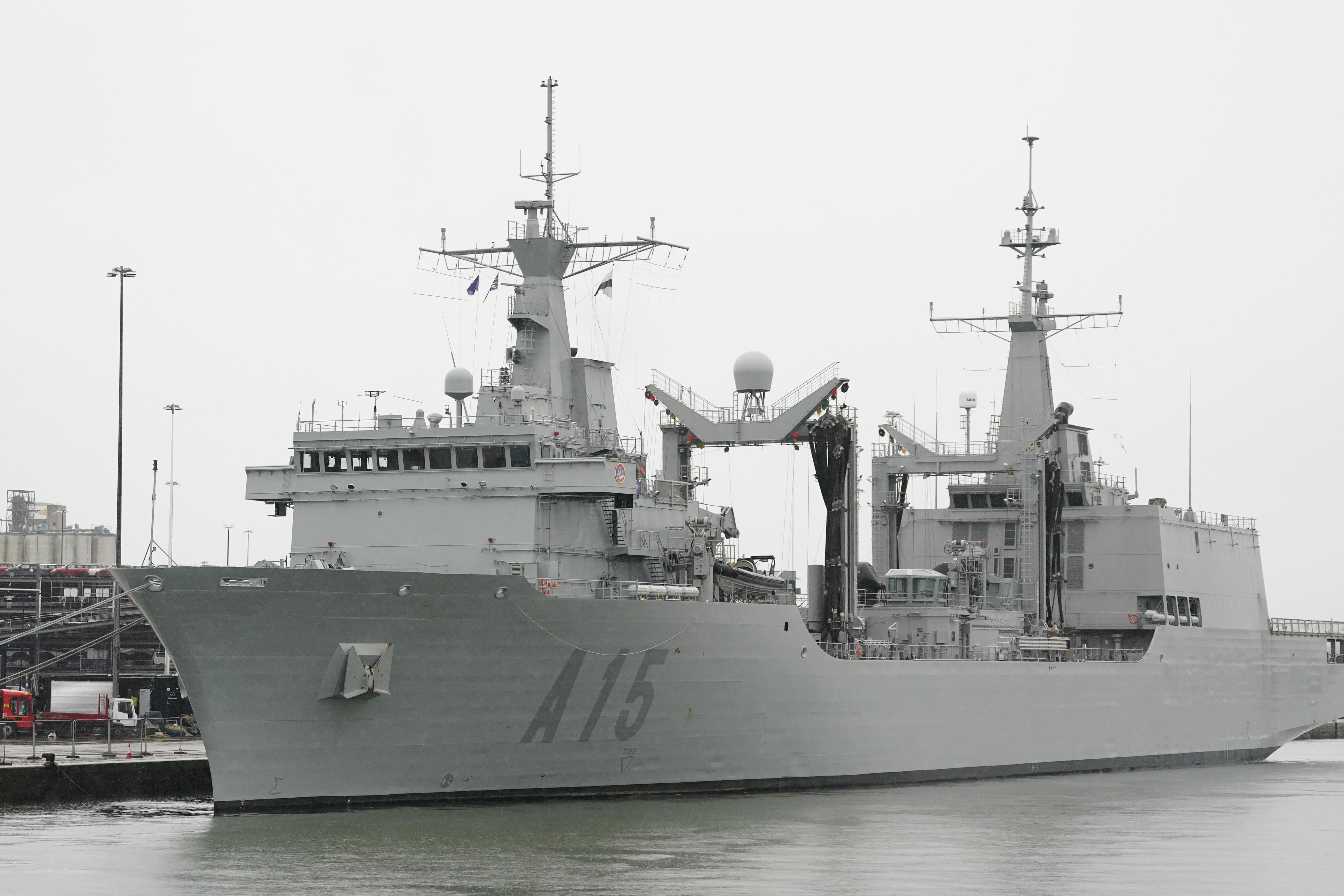 ESPS Cantabria berthed at the Port of Southampton (Andrew Matthews/PA)