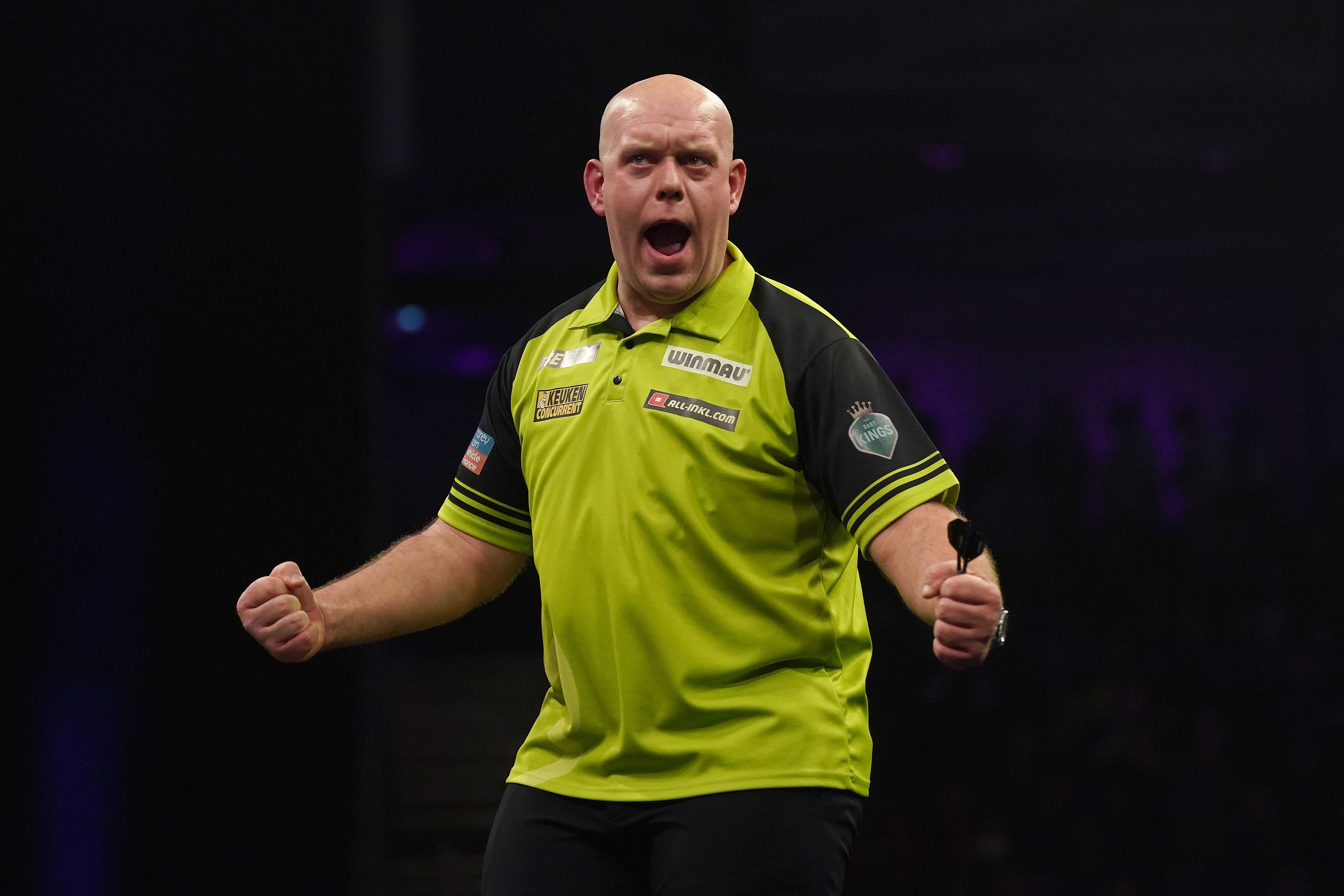 Michael van Gerwen earned a third straight Premier League victory (Owen Humphreys/PA)