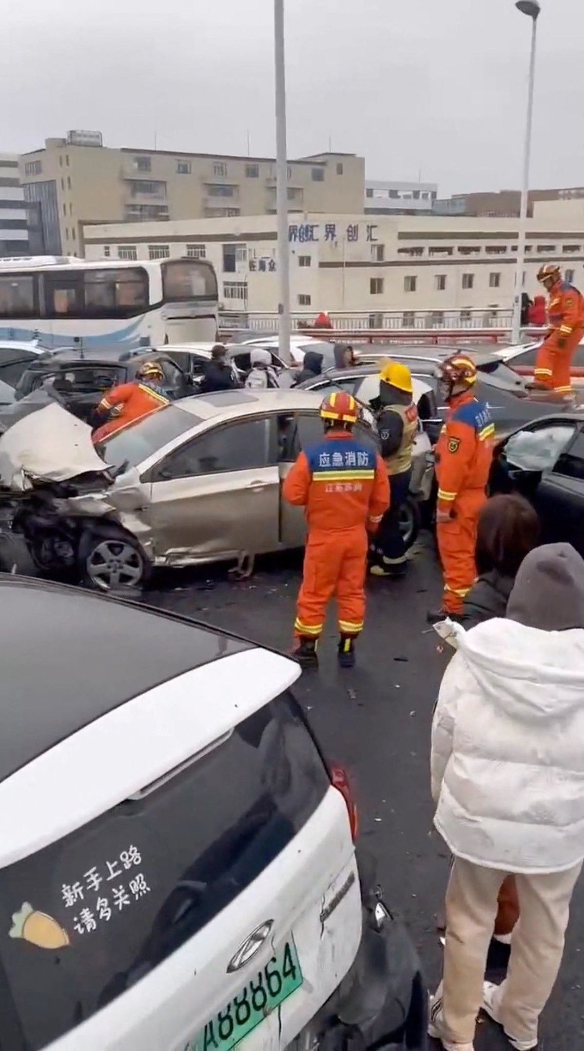 Officers during the clear-up operation