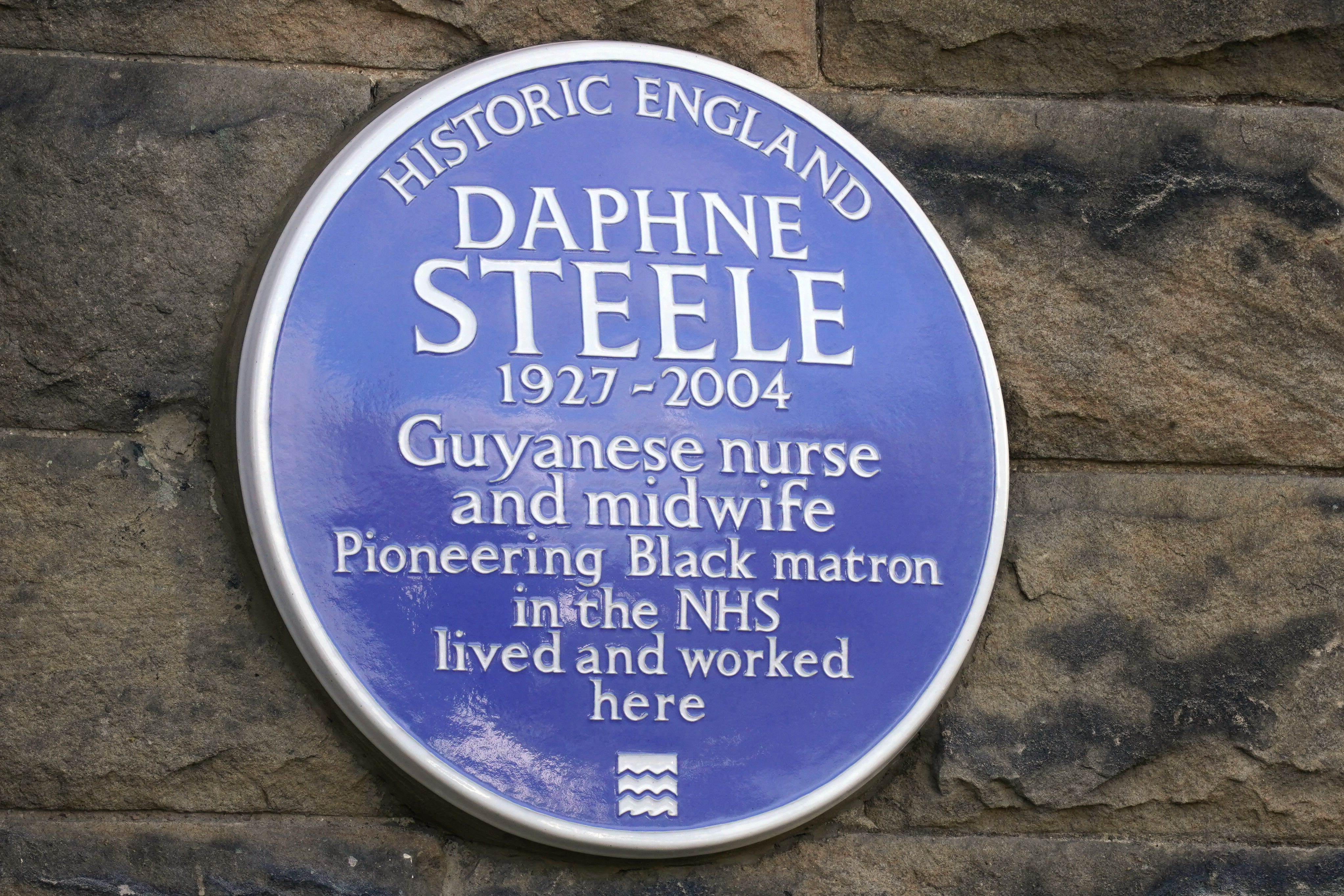 A blue plaque honouring Daphne Steele, the NHS’s first black matron, at the former St Winifred’s maternity home in Ilkley, West Yorkshire (Owen Humphreys/PA)