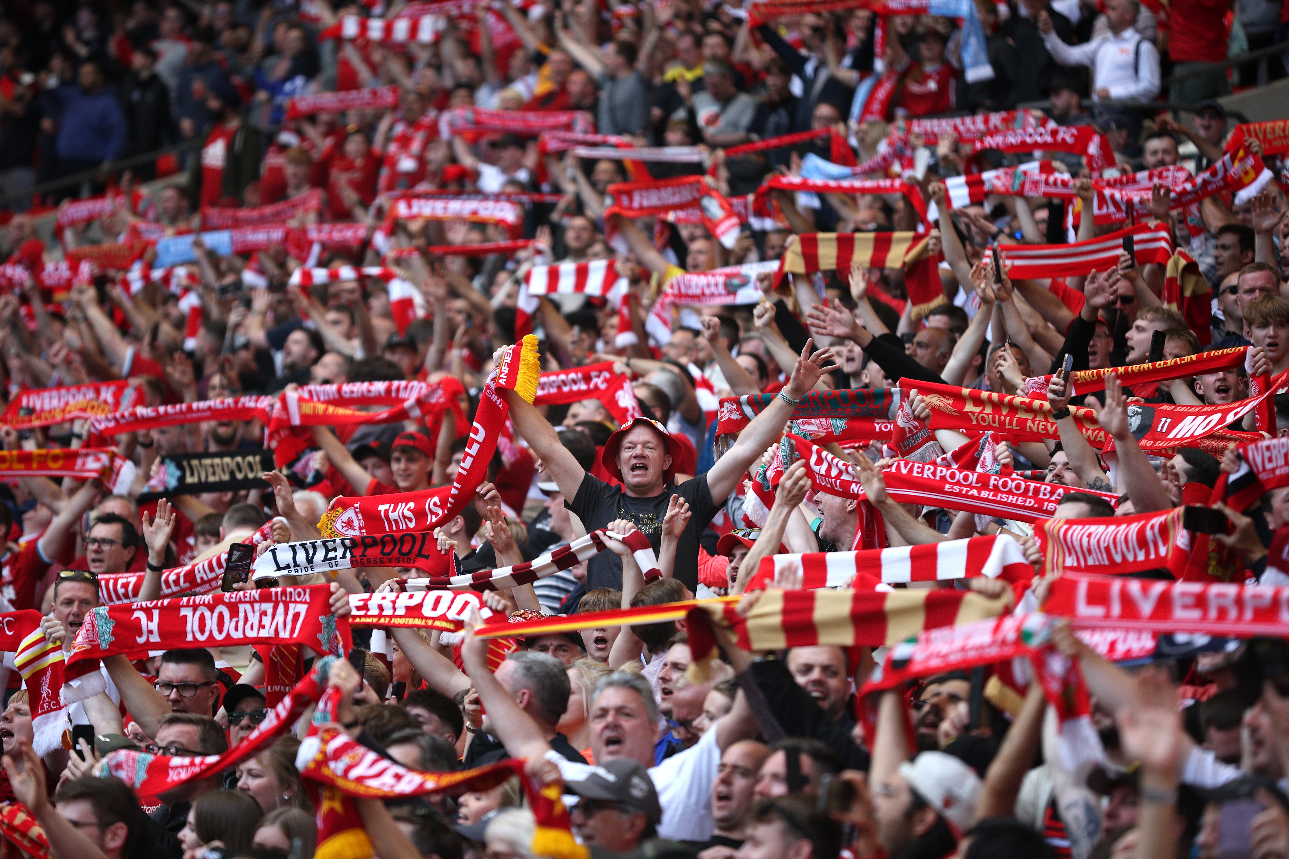 Liverpool supporters pictured at Wembley Stadium