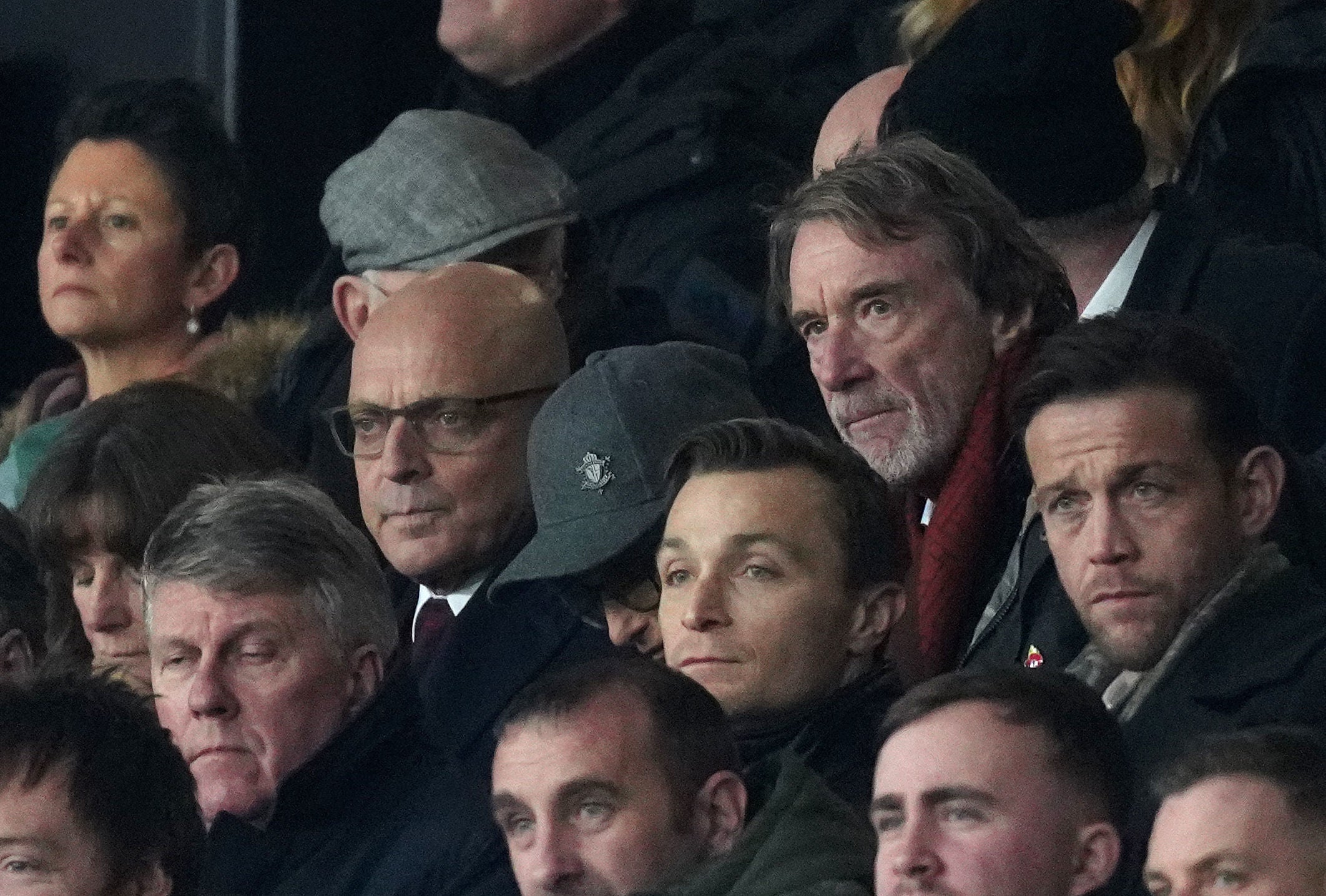 Dave Brailsford (left) with Ratcliffe in the stands at Old Trafford – Brailsford has been brought in for a currently unspecified senior role