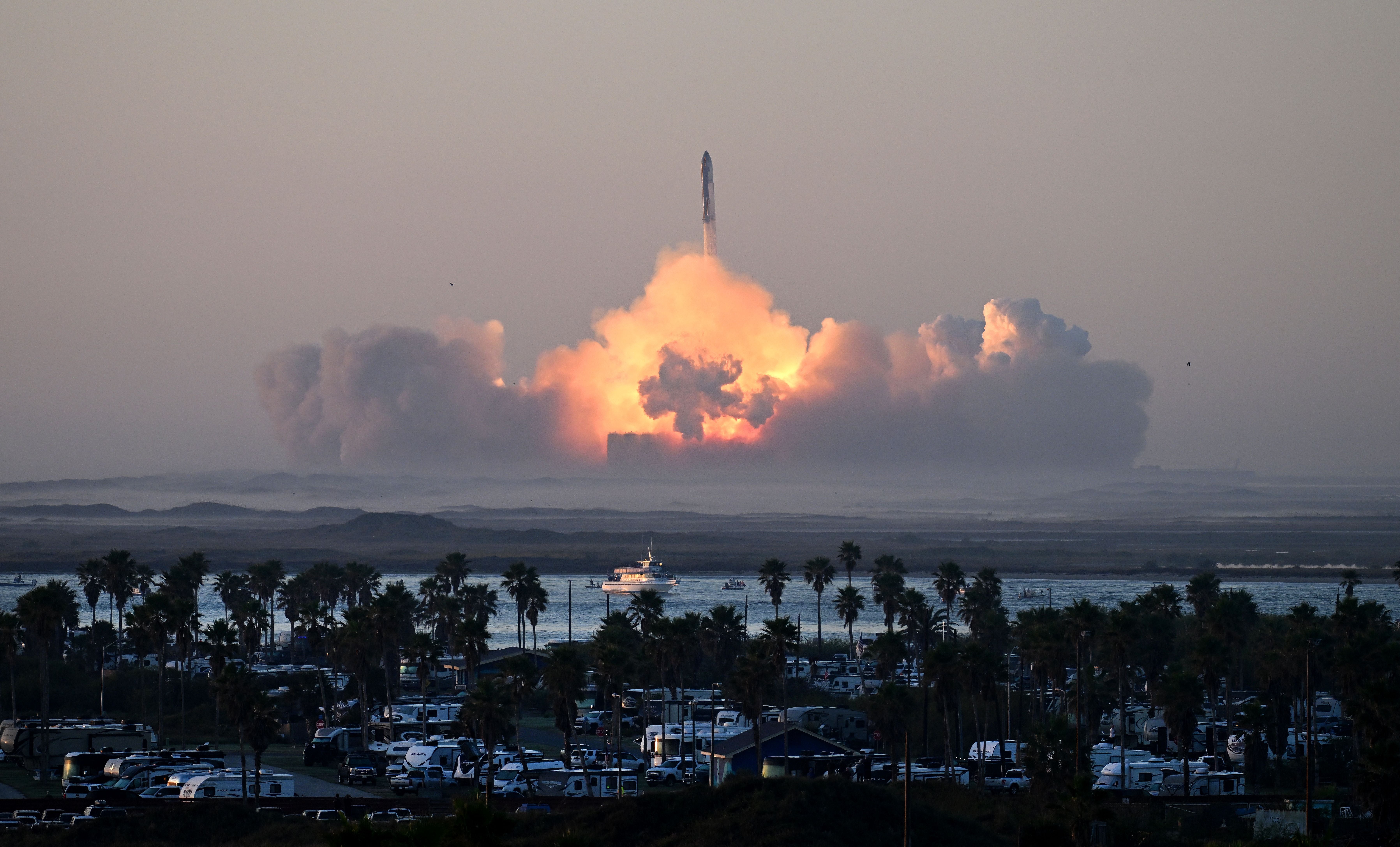 The second Starship test flight by Space X is launched from its base in Boca Chica, Texas