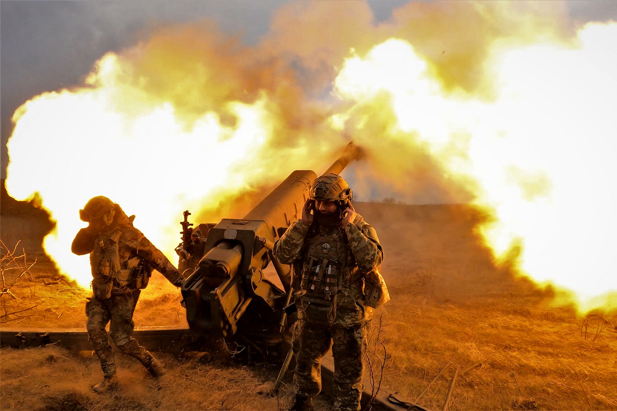 Ukrainian troops near Bakhmut on the eastern frontline