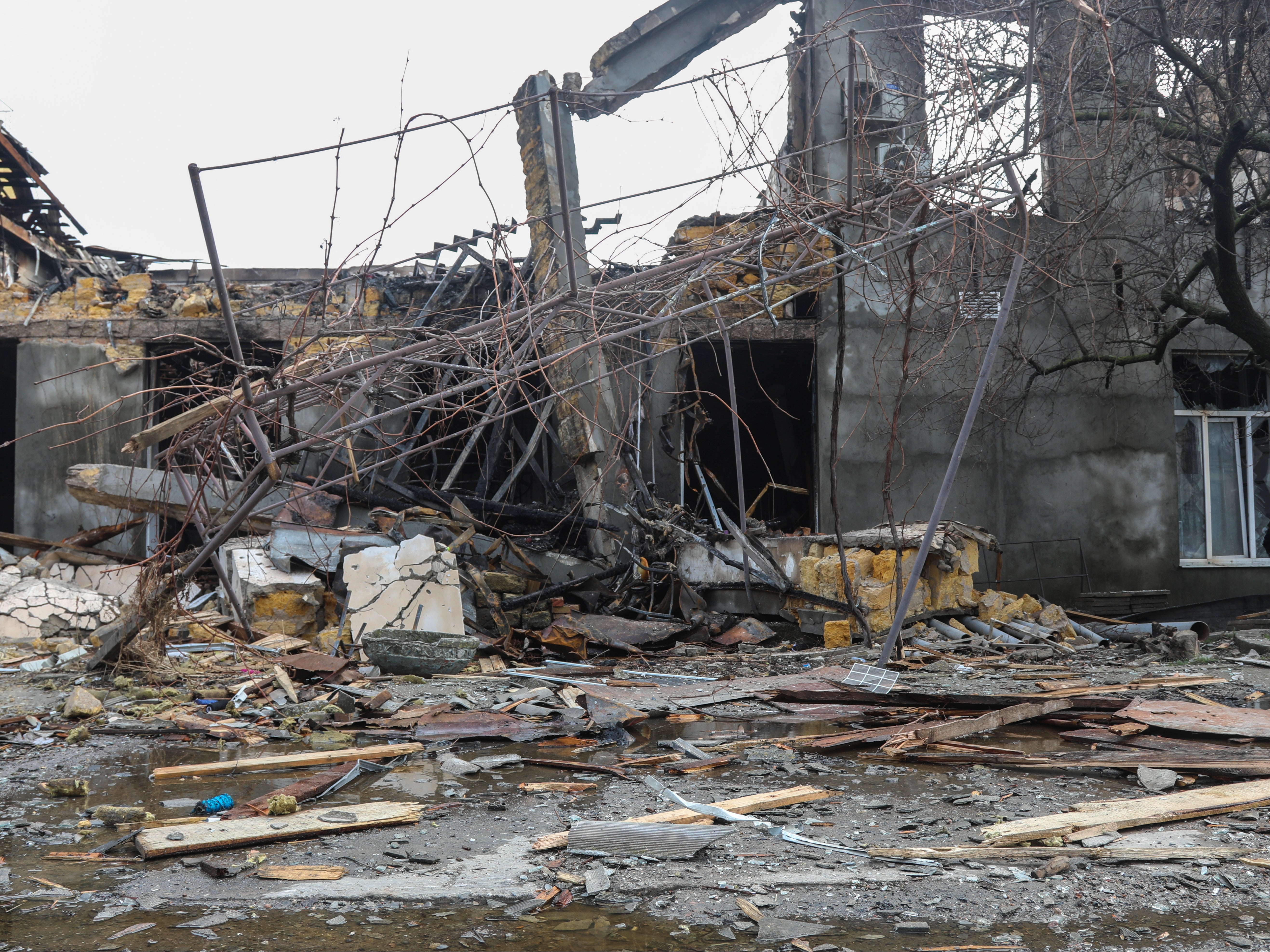 The aftermath of a Russian drone attack on a factory