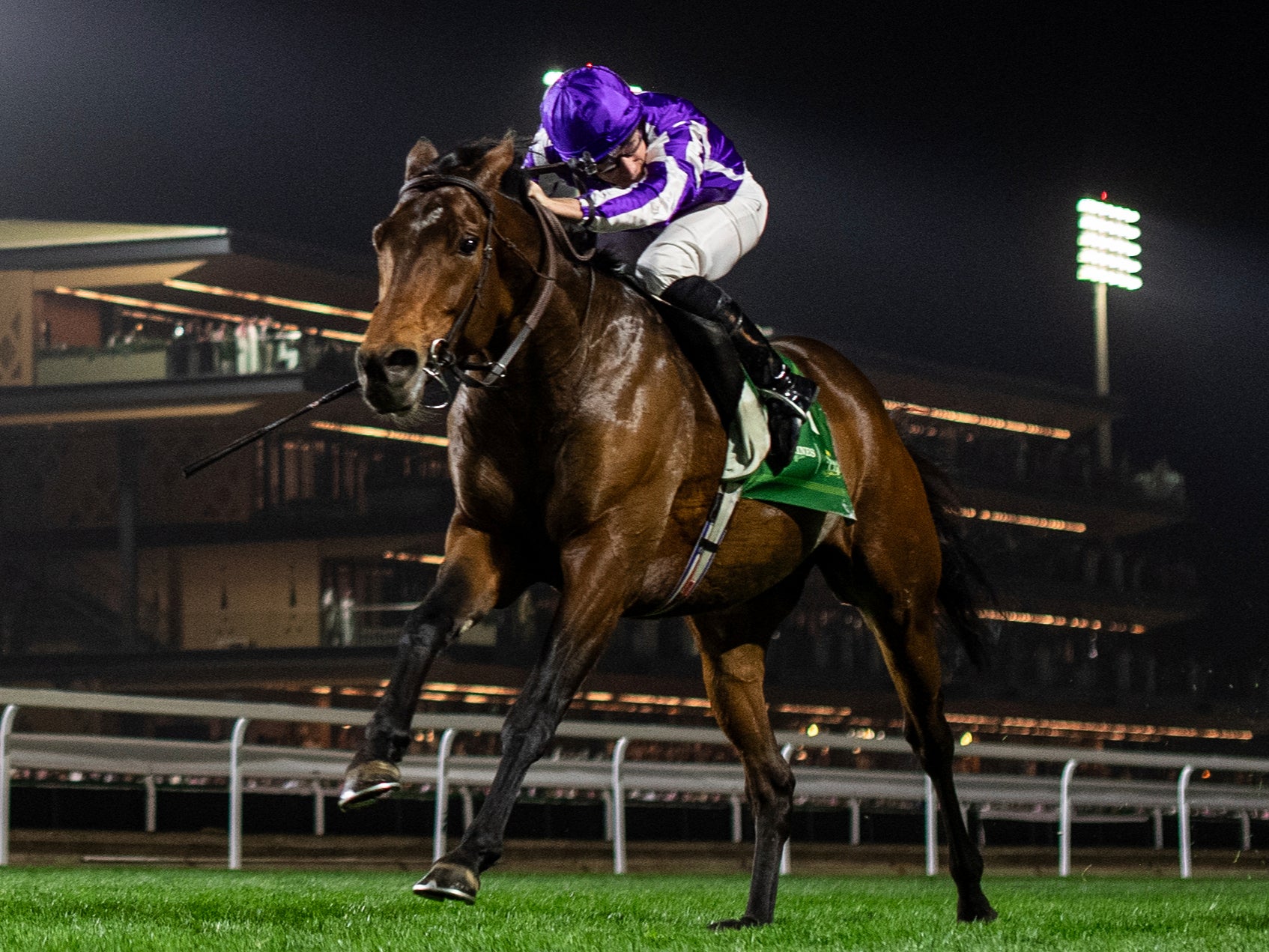 Tower of London with jockey Ryan Moore wins G3 Longines Red Sea Turf Handicap over 3000m at the King Abdulaziz racetrack in Riyadh, Saudi Arabia