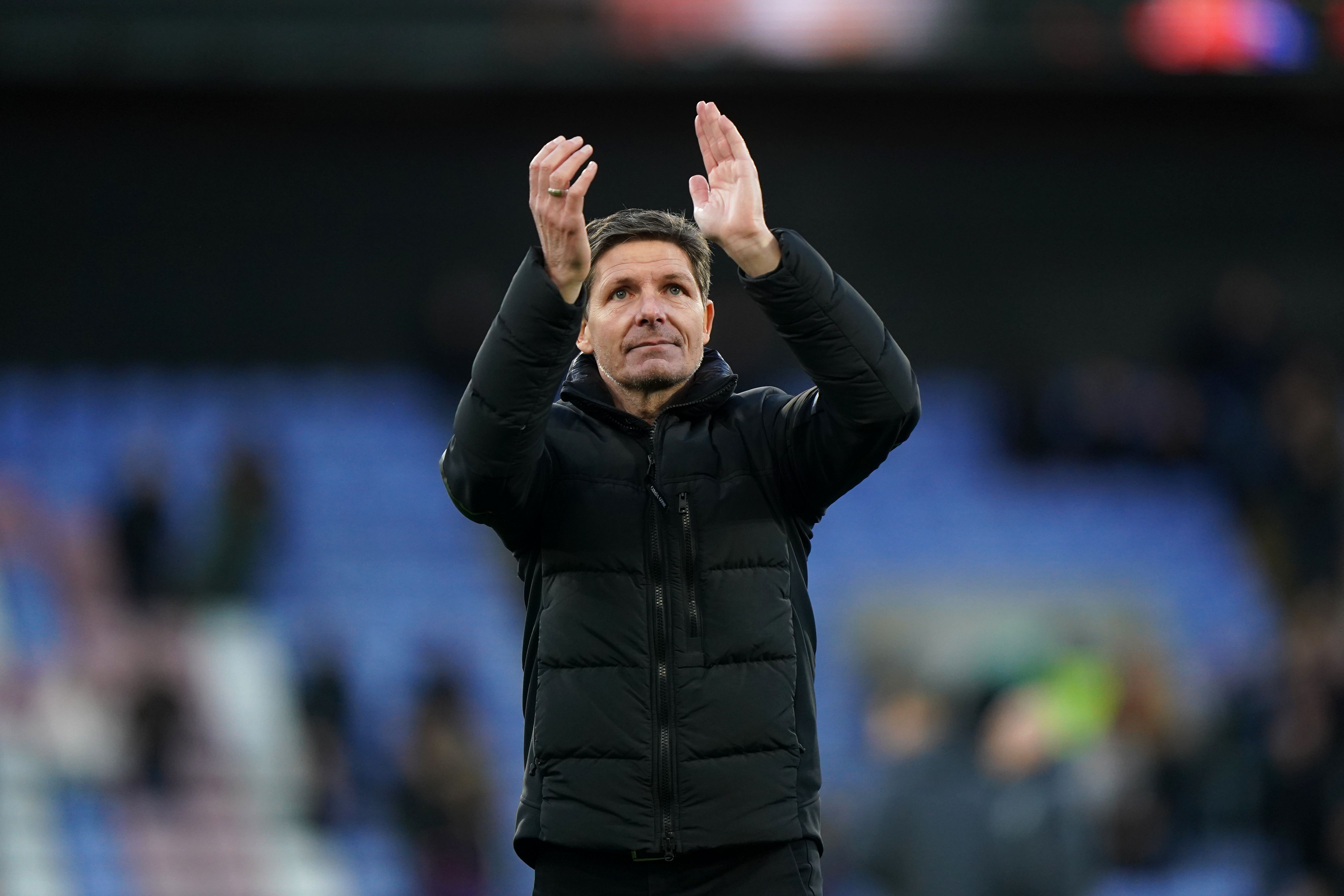 Crystal Palace manager Oliver Glasner applauds the fans (Bradley Collyer/PA)