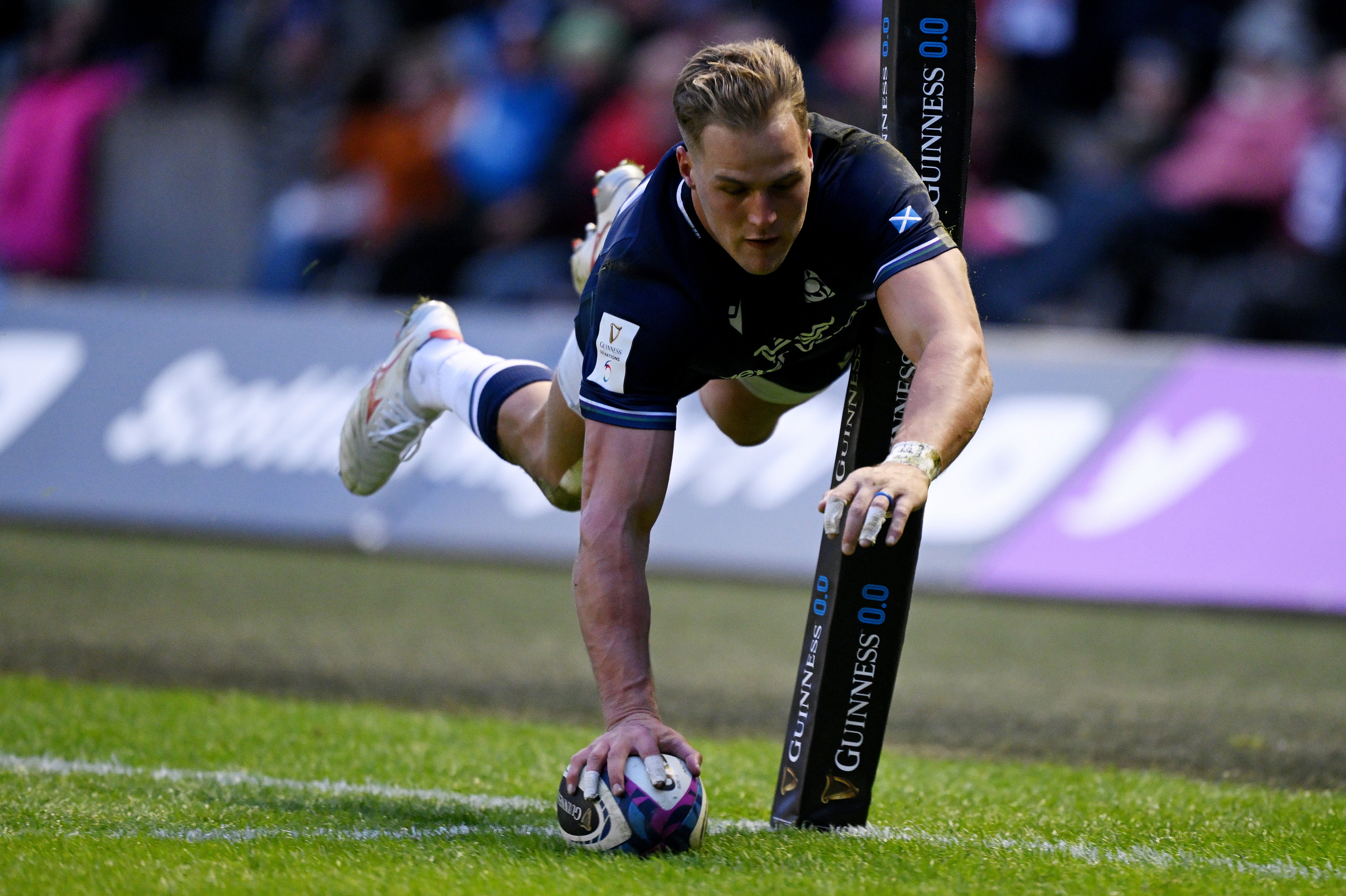 Duhan van der Merwe ran in a brilliant hat-trick at Murrayfield