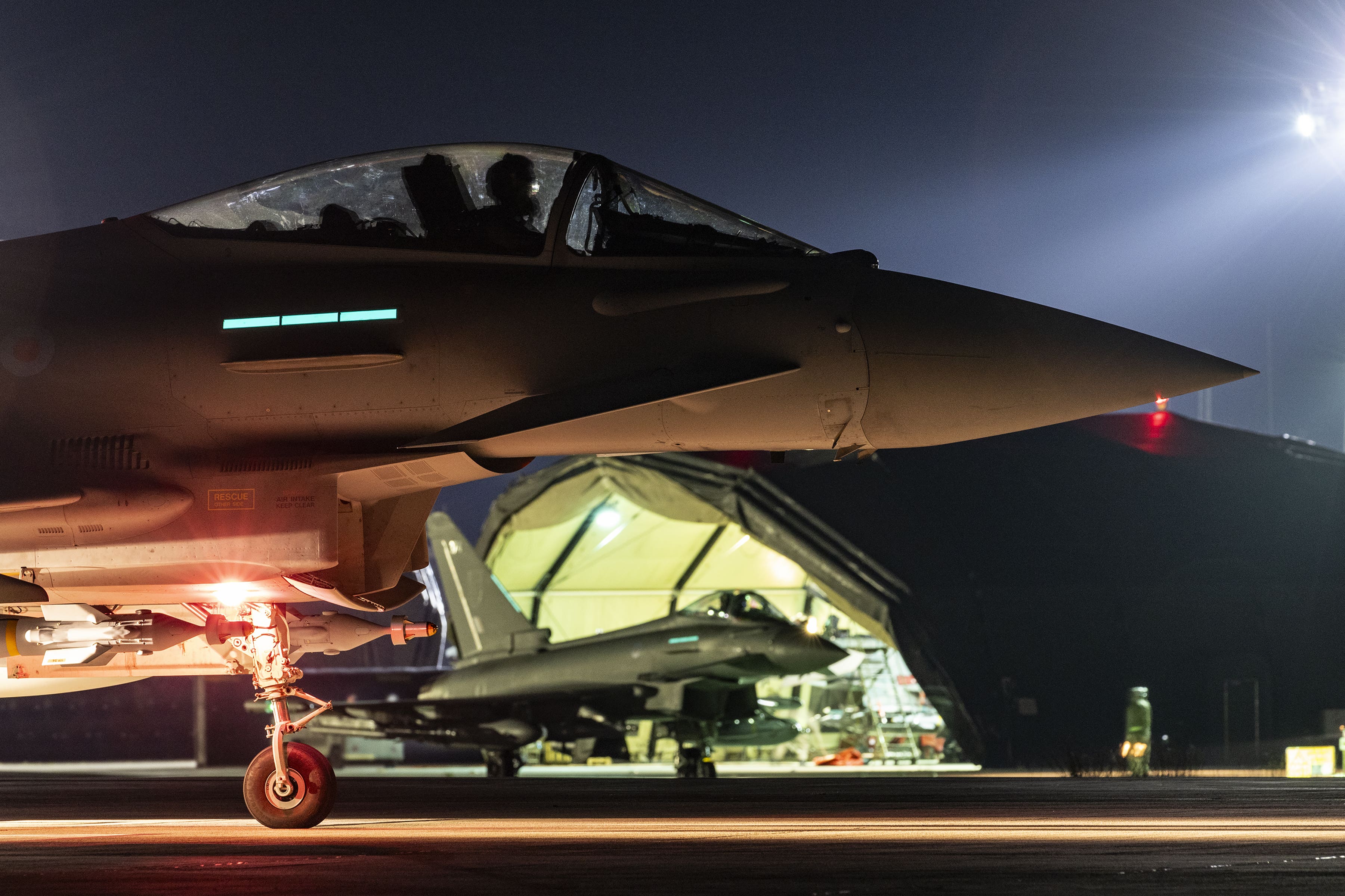 RAF Typhoon FGR4s prepare to take off (Cpl Tim Laurence RAF/ UK MOD Crown copyright/PA)