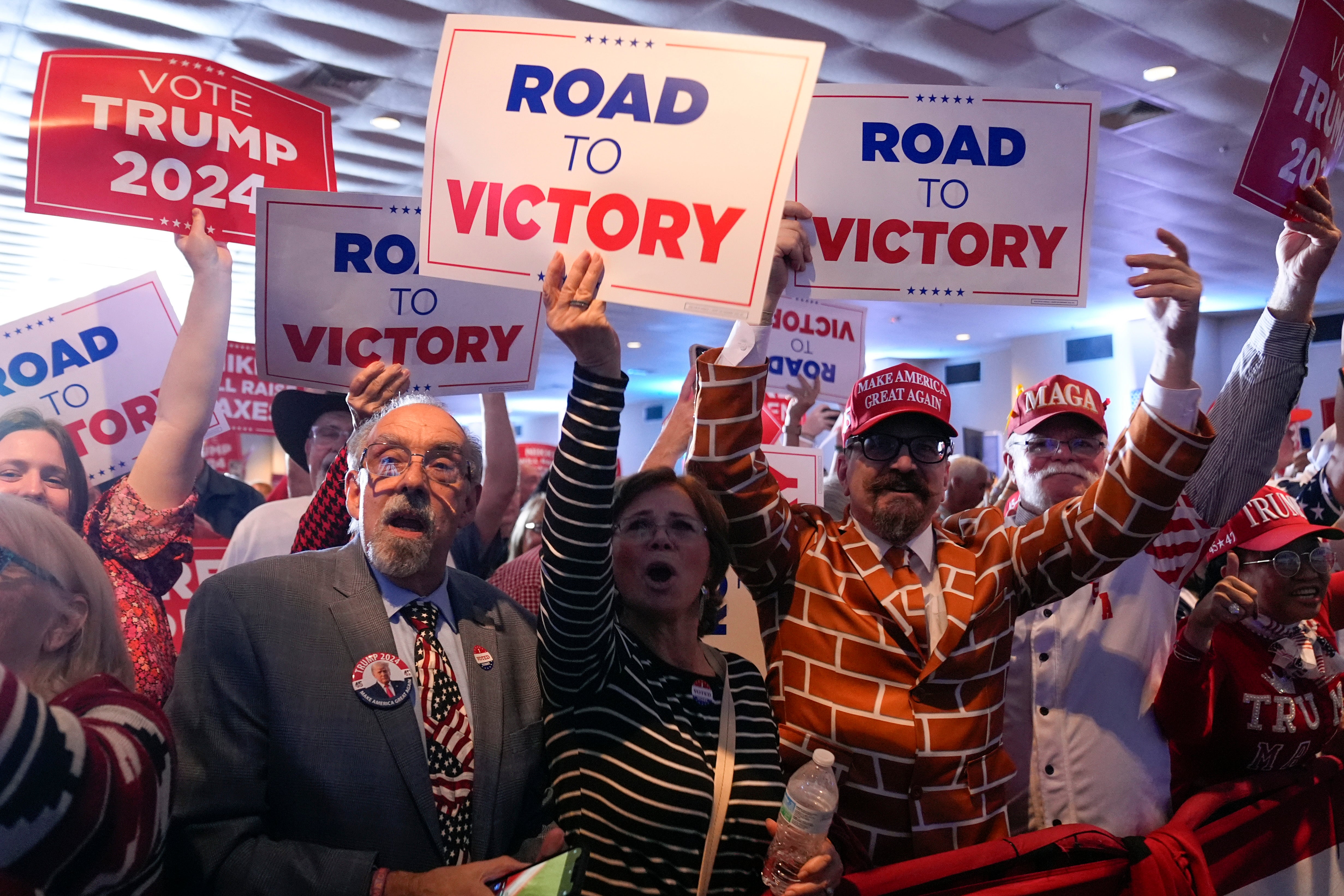 Supporters cheer as Donald Trump speaks in South Carolina on Saturday