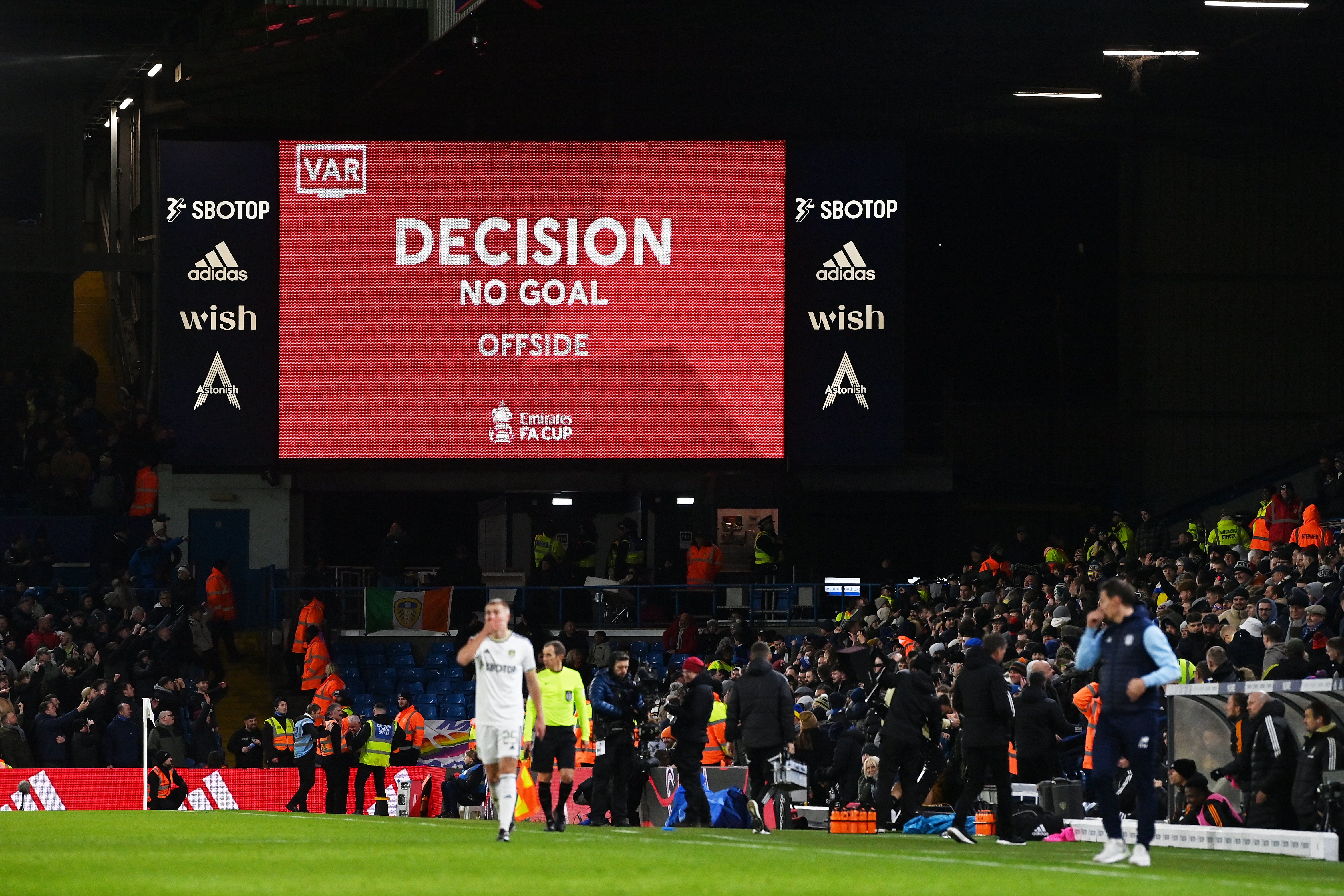 A Cardiff City goal is ruled out at Leeds during their third-round replay