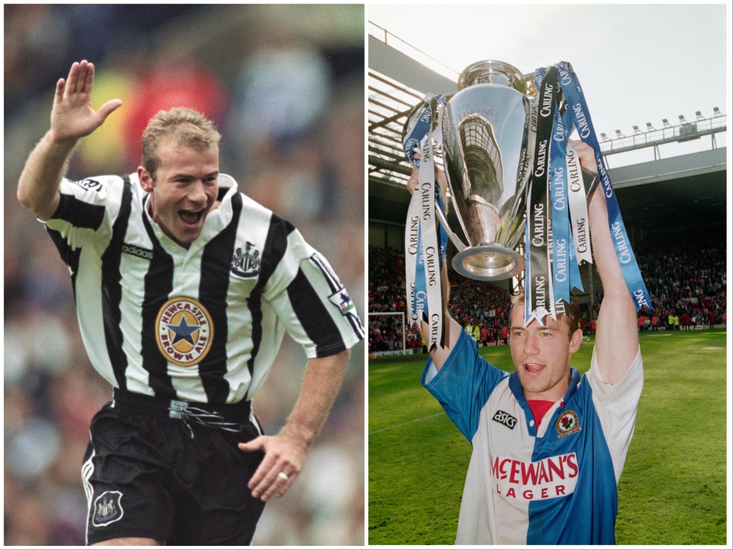 Shearer scored the majority of his 260 Premier League goals for Newcastle and Blackburn