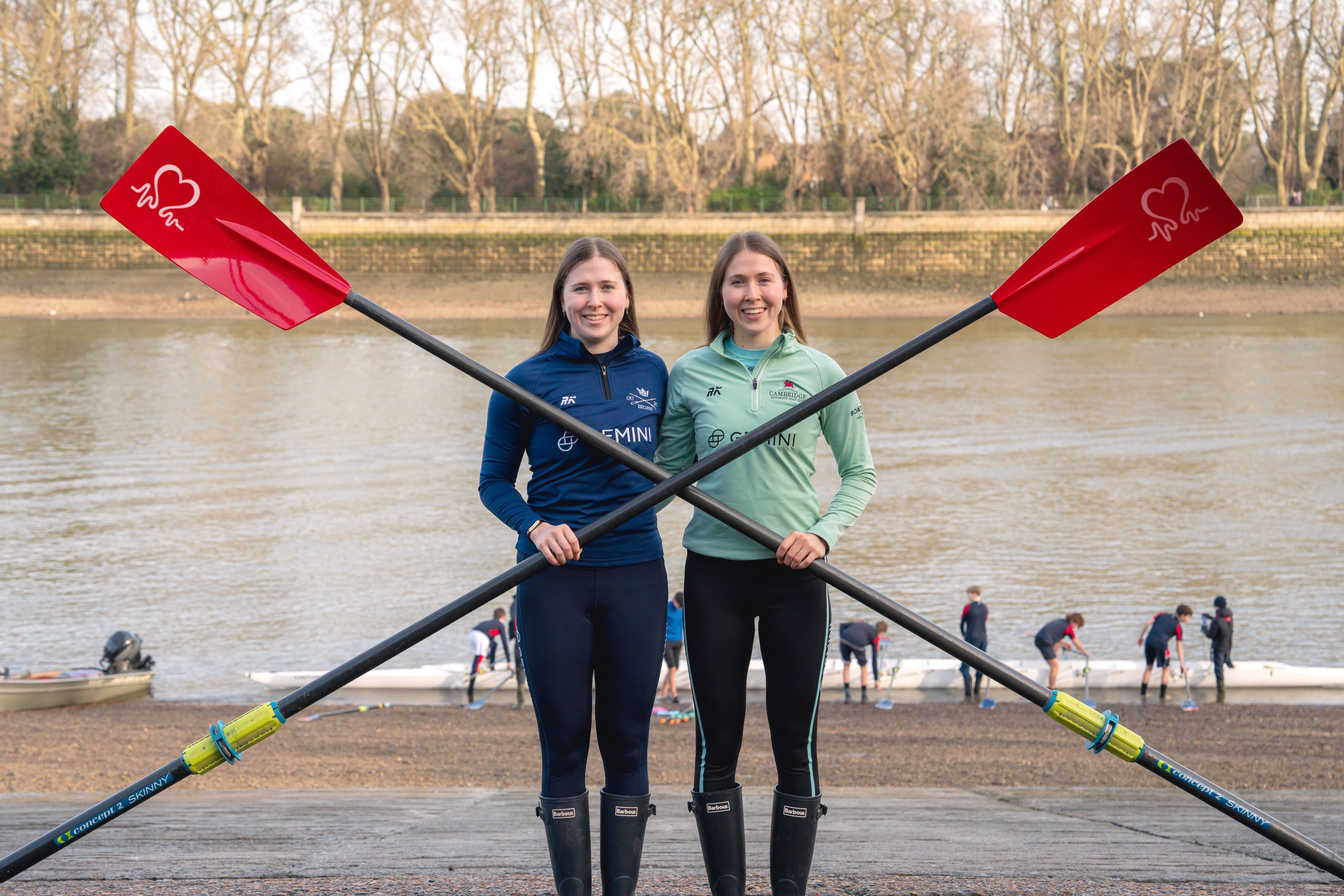 Catherine (left) and Gemma King (right) will be competing for opposing teams in this year’s Oxford and Cambridge Boat Race (Tim Bekir/British Heart Foundation/PA)