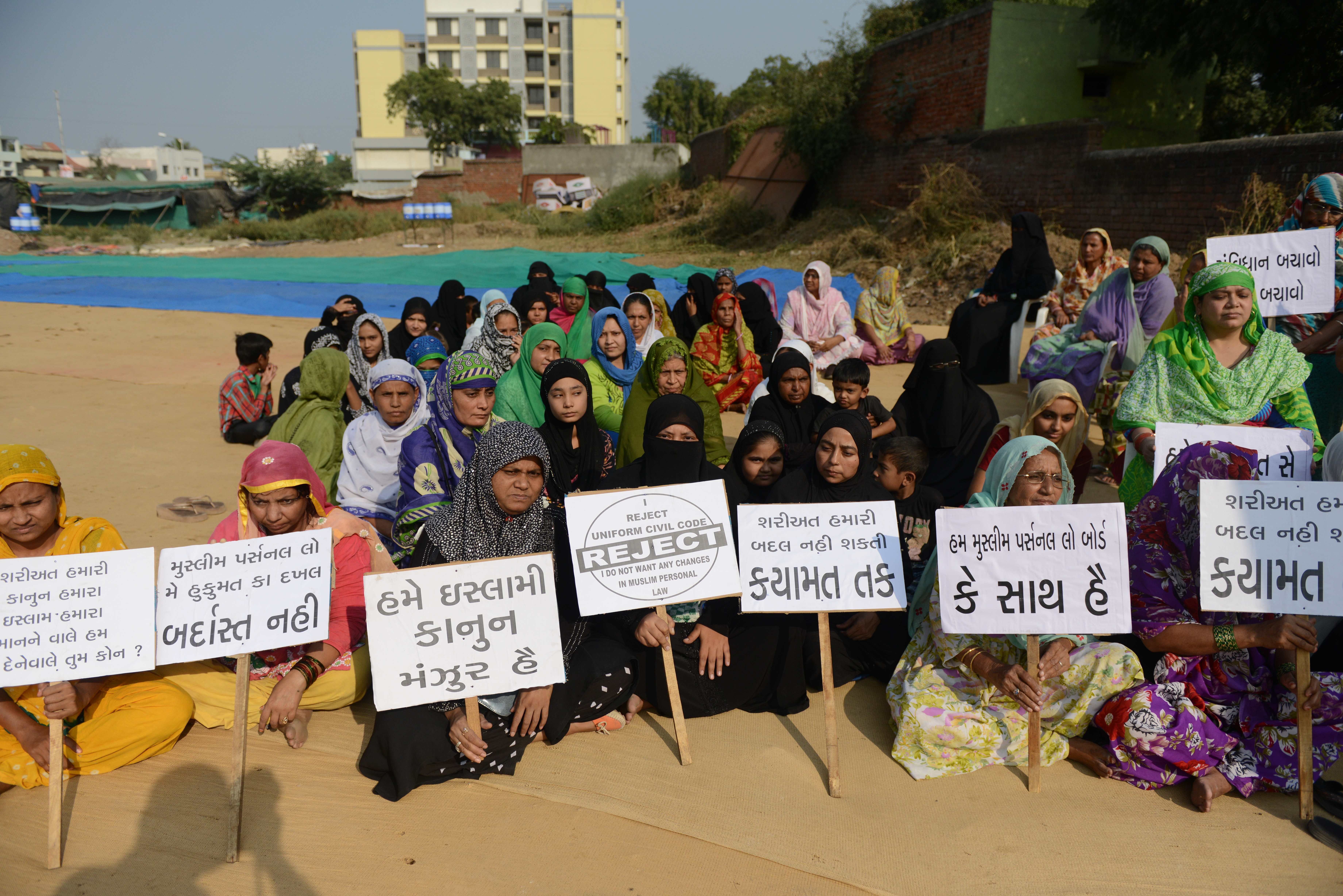 Indian Muslim women participate in a rally to oppose the introduction of a uniform civil code, in Ahmedabad in 2016