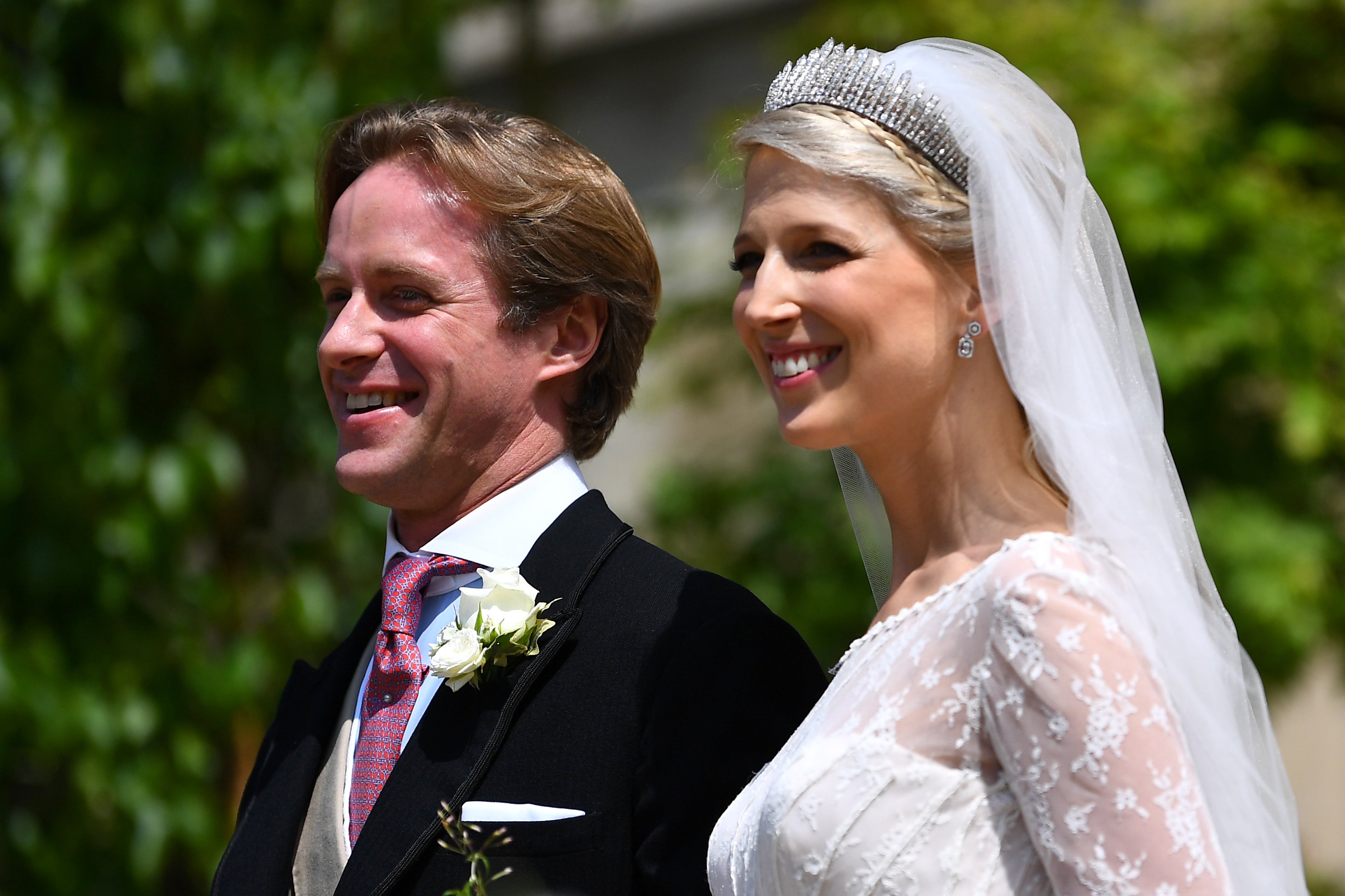 Lady Gabriella Windsor and Thomas Kingston smiling on their wedding day in 2019