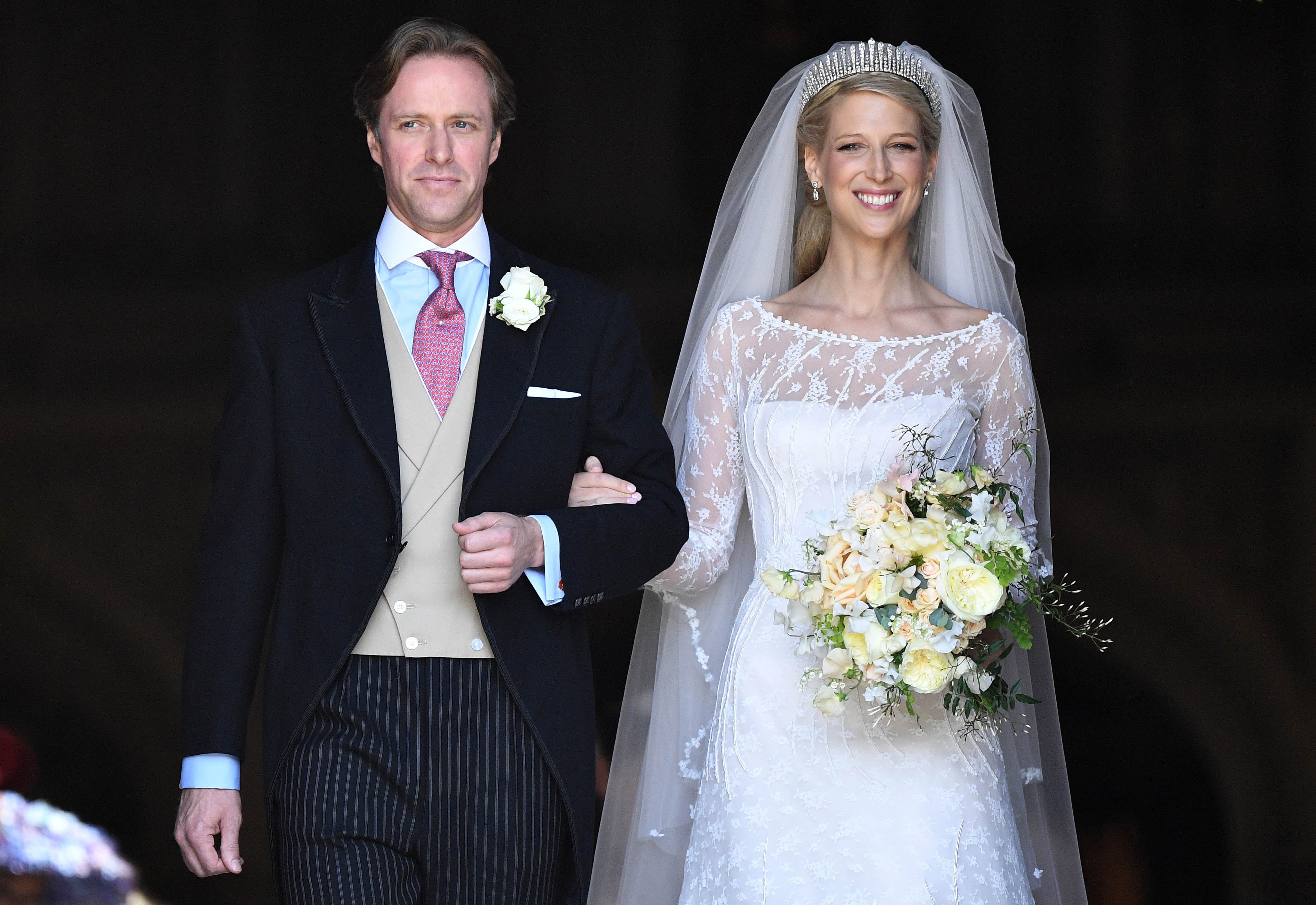 Lady Gabriella Windsor and Thomas Kingston leave after marrying in St George’s Chapel