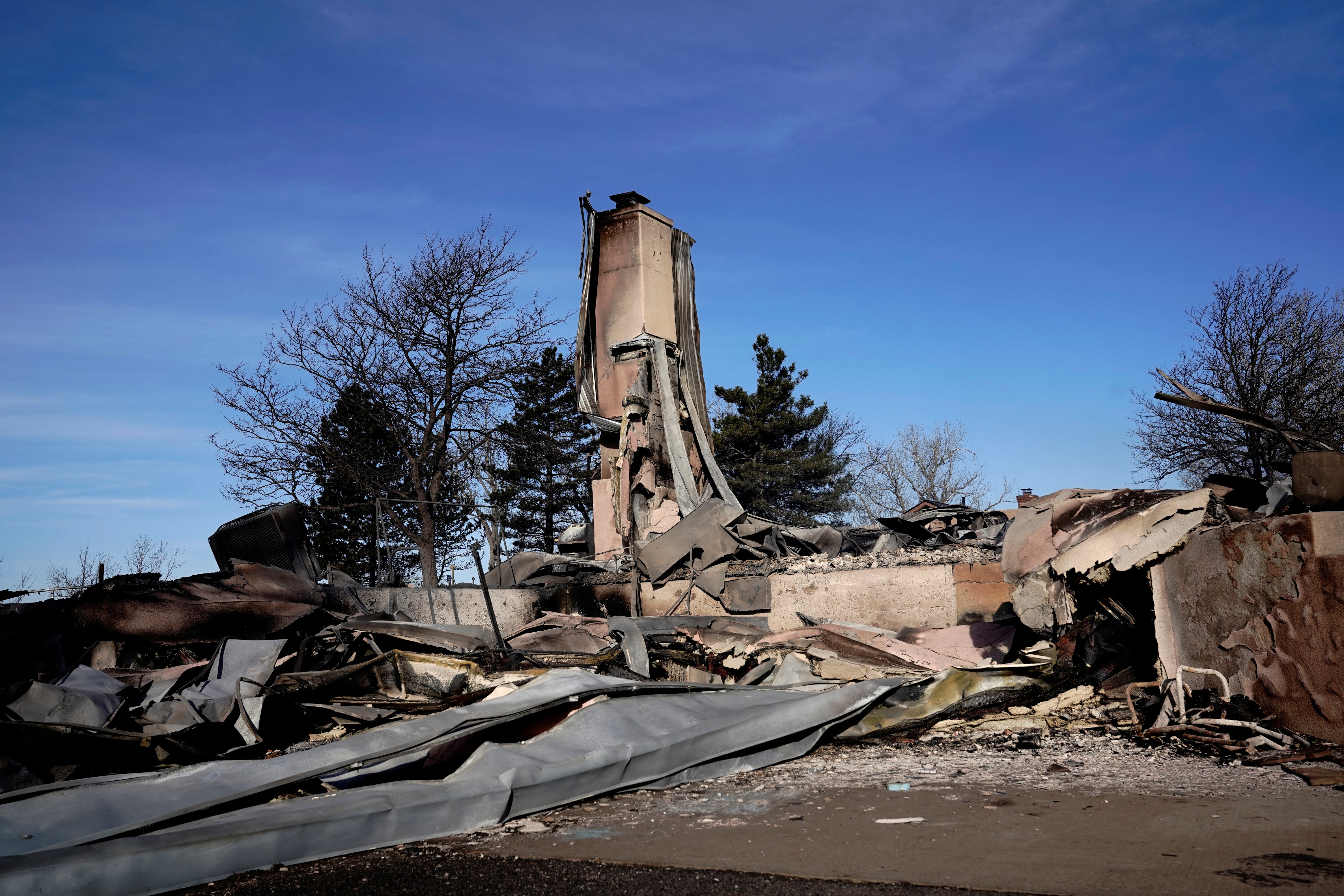 A home destroyed by the Somehouse Creek fire pictured in Canadian, Texas