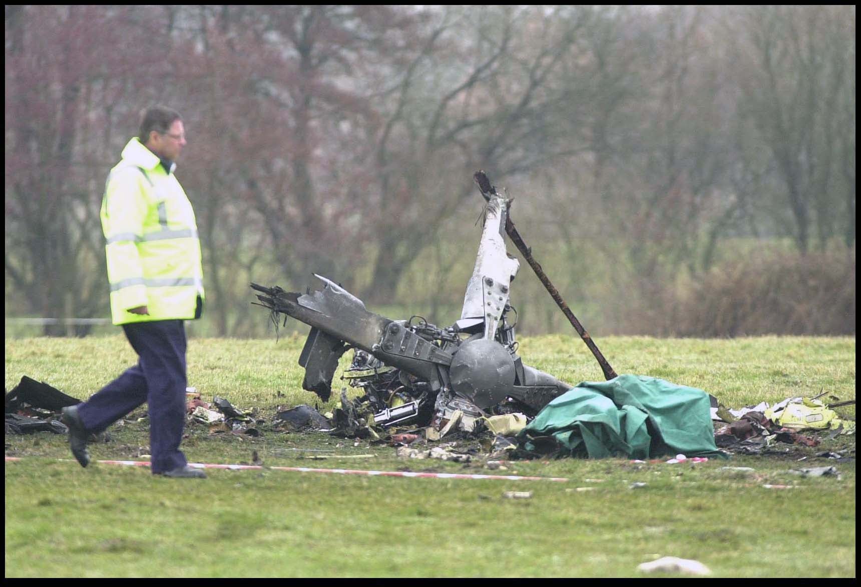 The crash site of Curtis’s helicopter near Bournemouth Airport