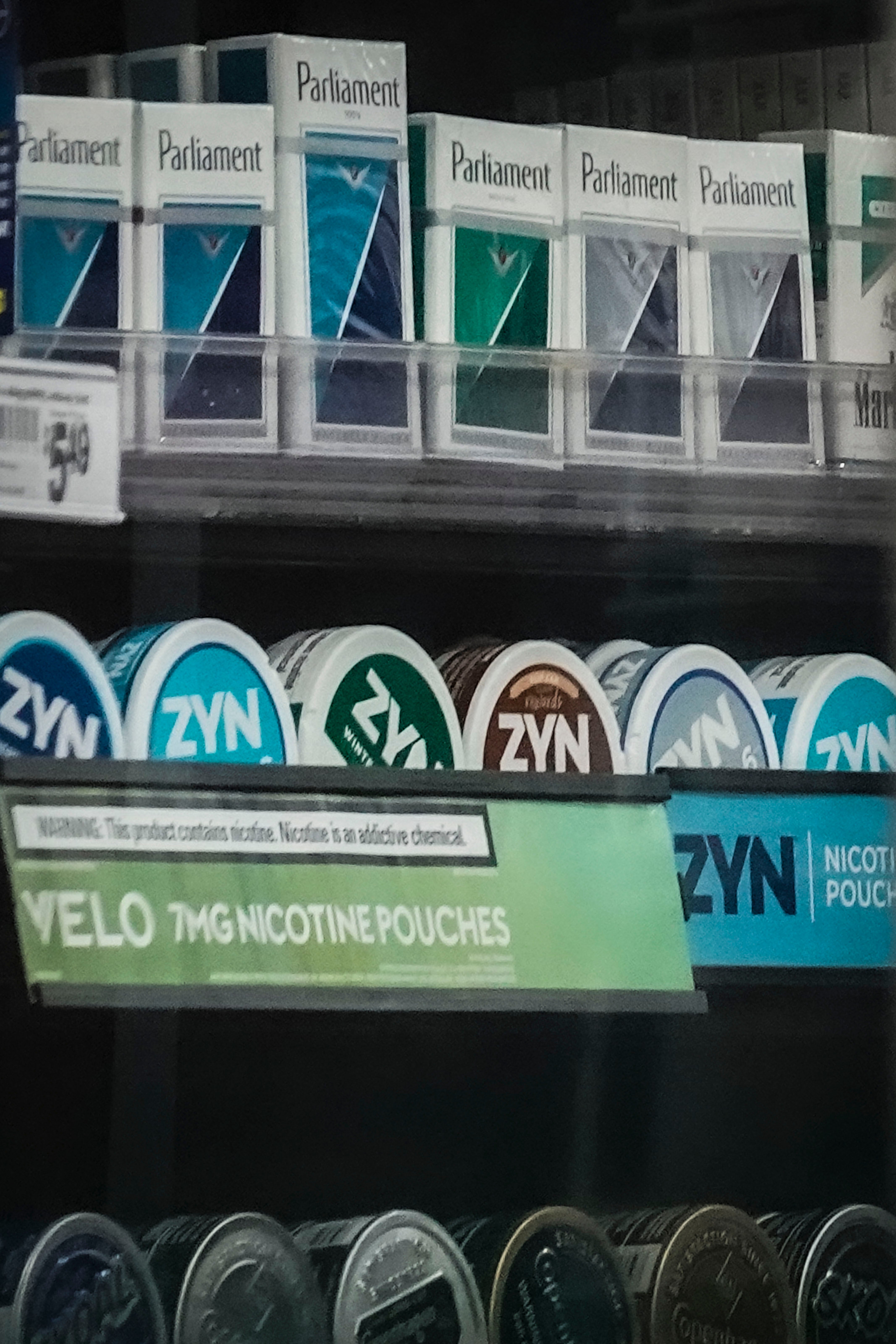 Containers of Zyn, a Phillip Morris smokeless nicotine pouch