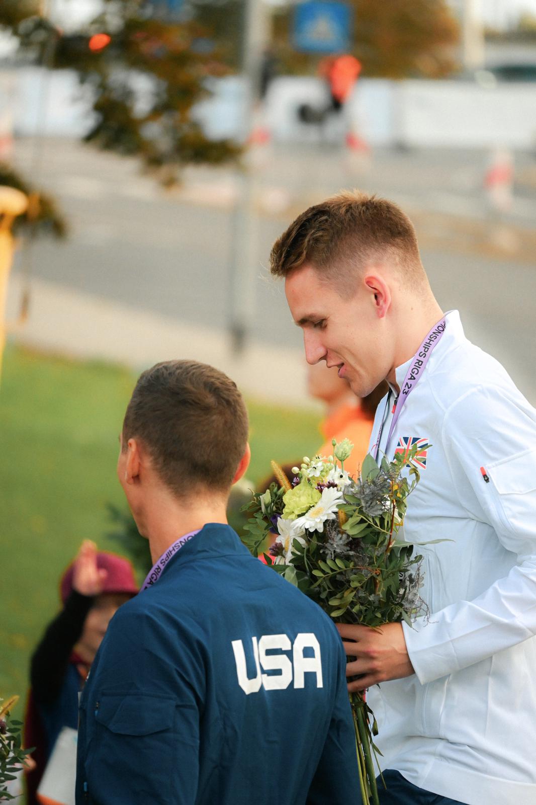 Callum Elson after winning silver at the World Athletics Road Running Championships