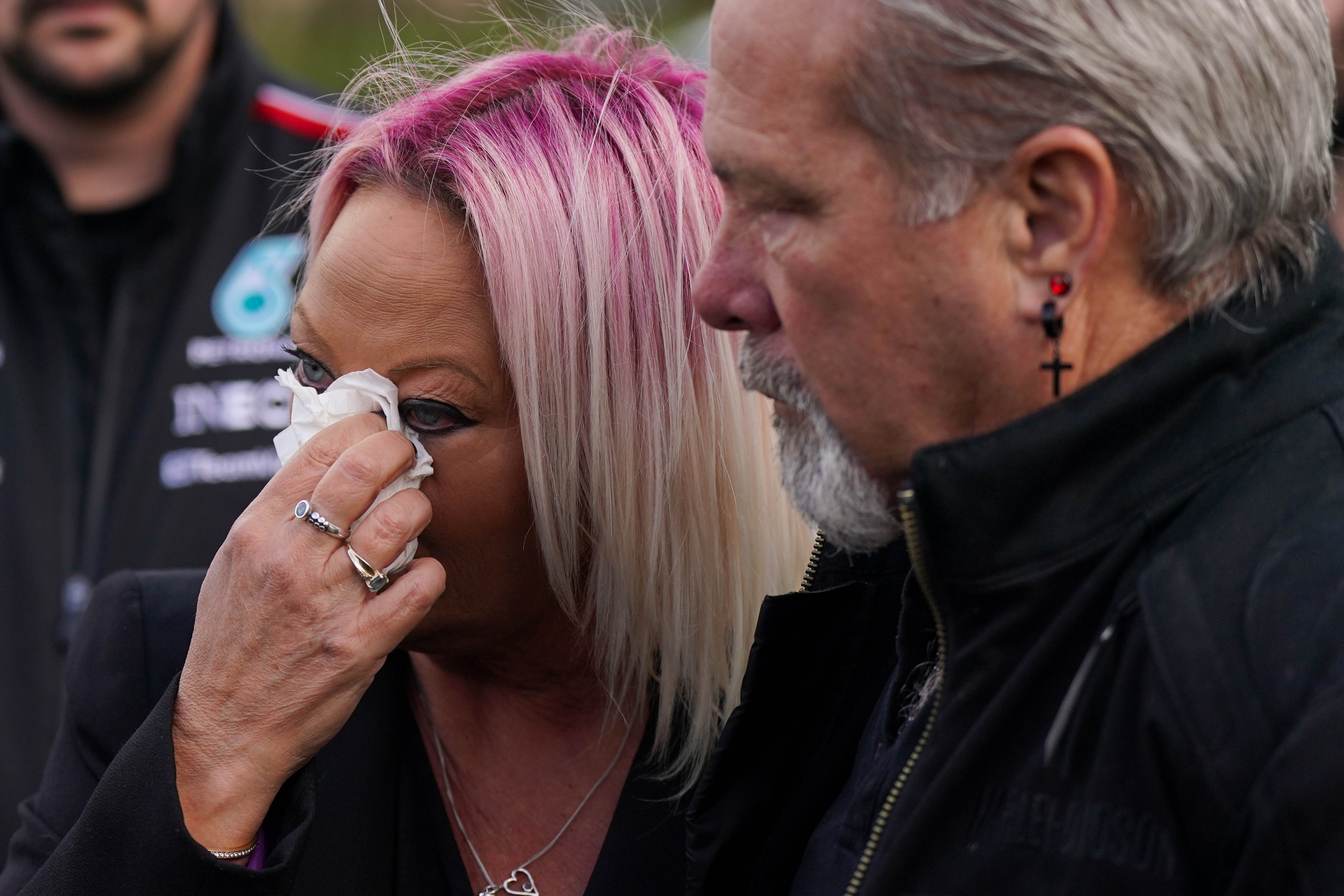 Harry Dunn’s mother Charlotte Charles and stepfather Bruce Charles after attending a second funeral for Harry Dunn