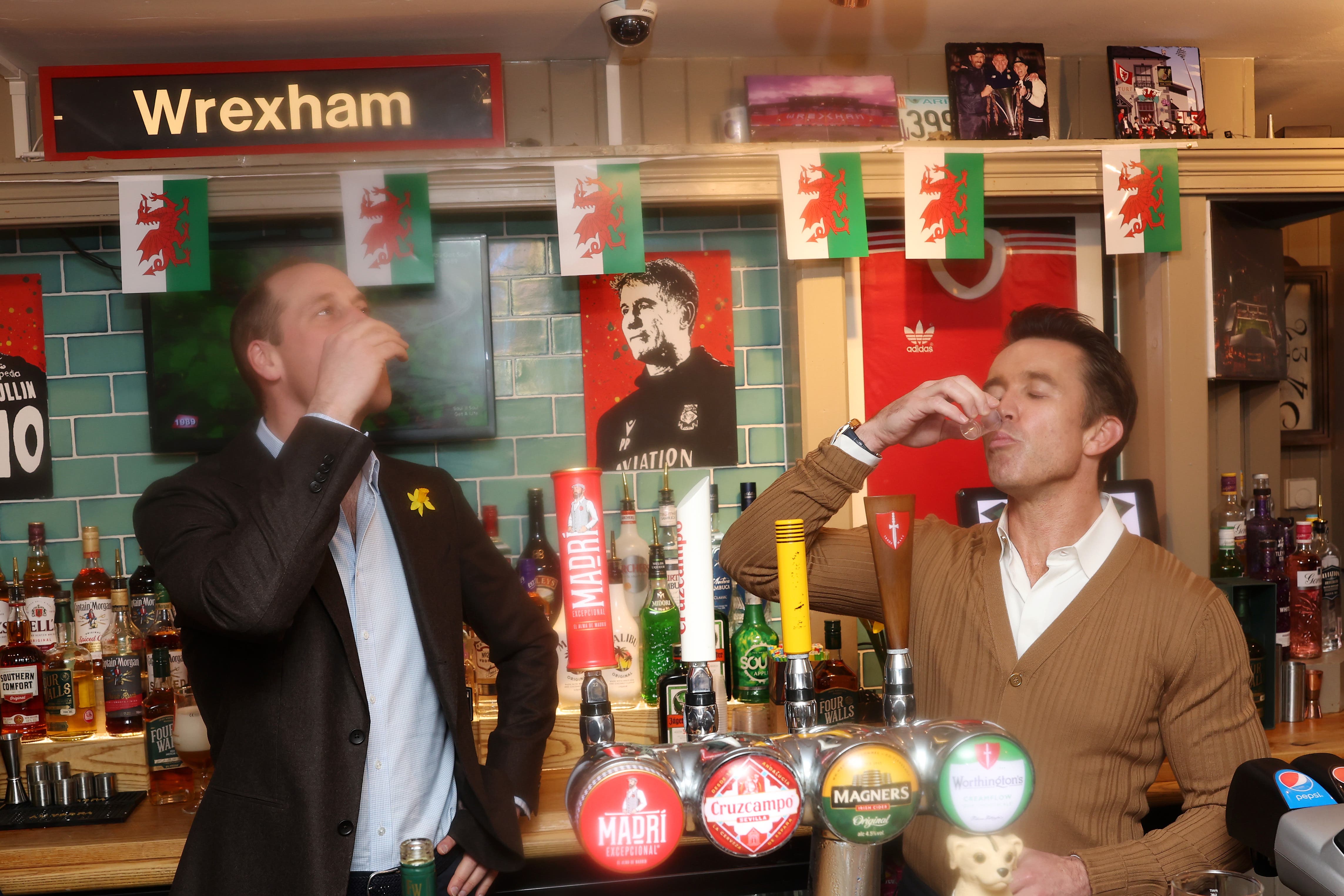 The Prince of Wales and Wrexham chairman Rob McElhenney share a drink (Chris Jackson/PA)