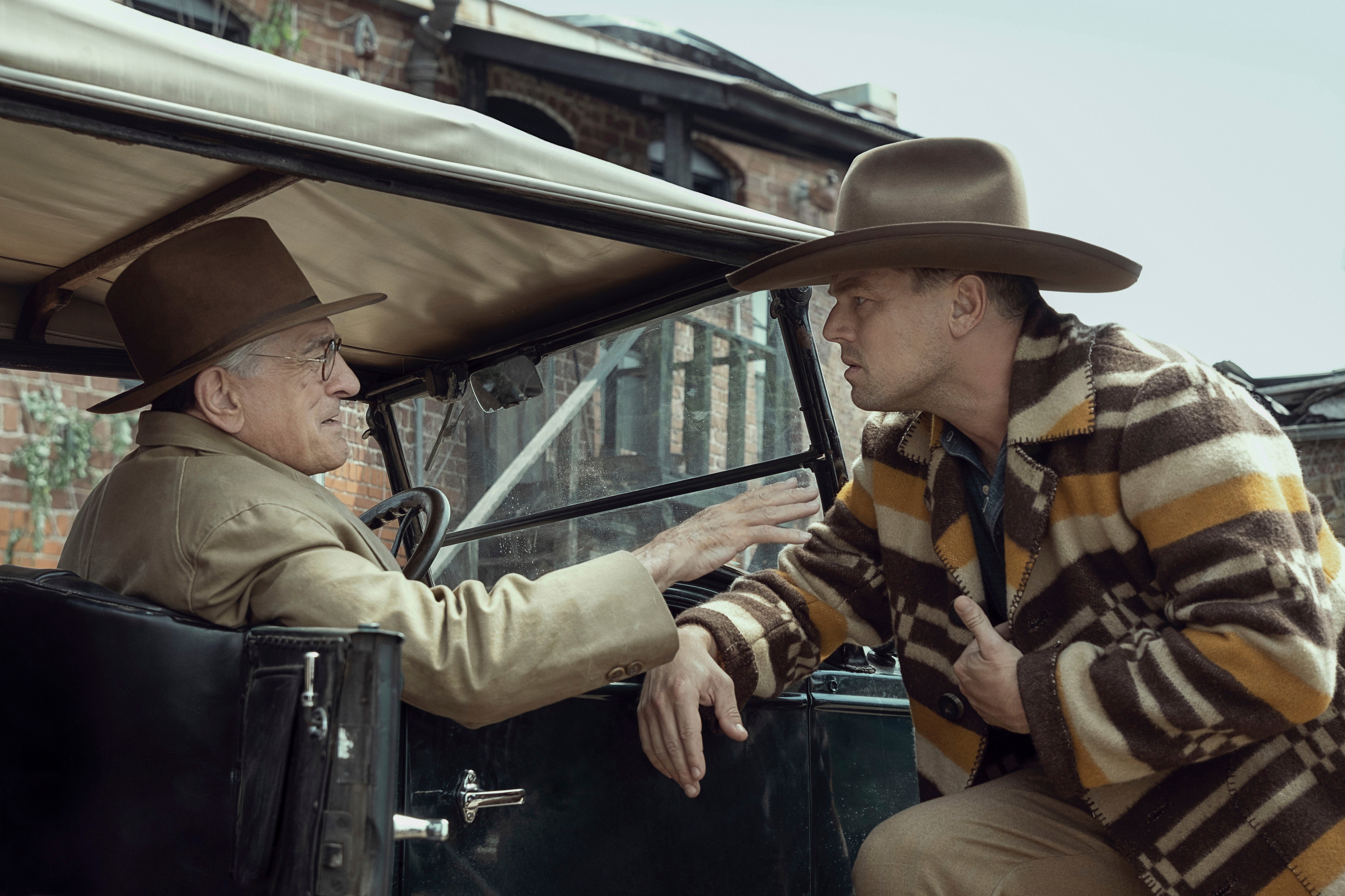 Robert De Niro and Leonardo DiCaprio in a scene from Killers of the Flower Moon