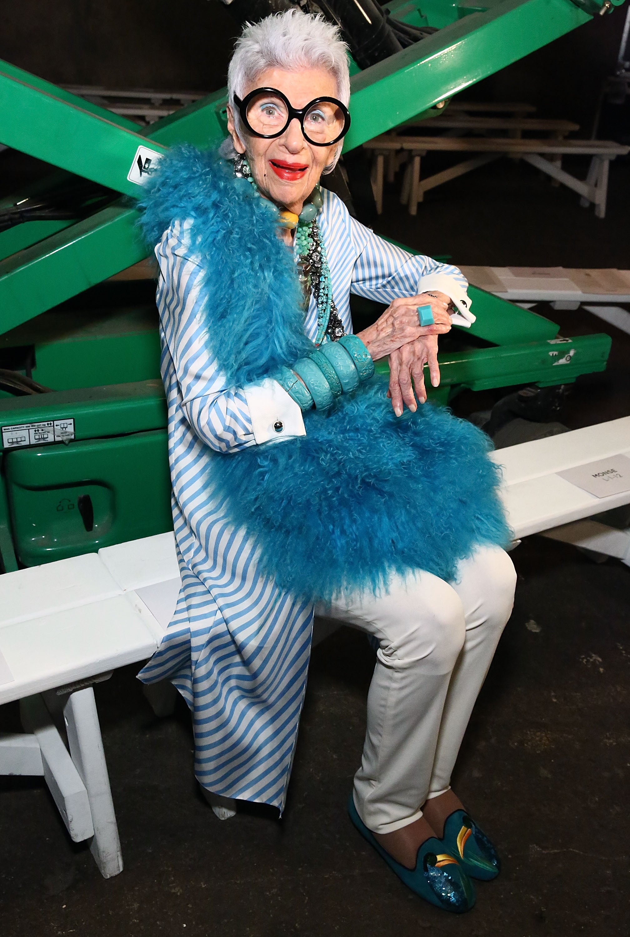 Iris Apfel attends front row at Monse in 2016