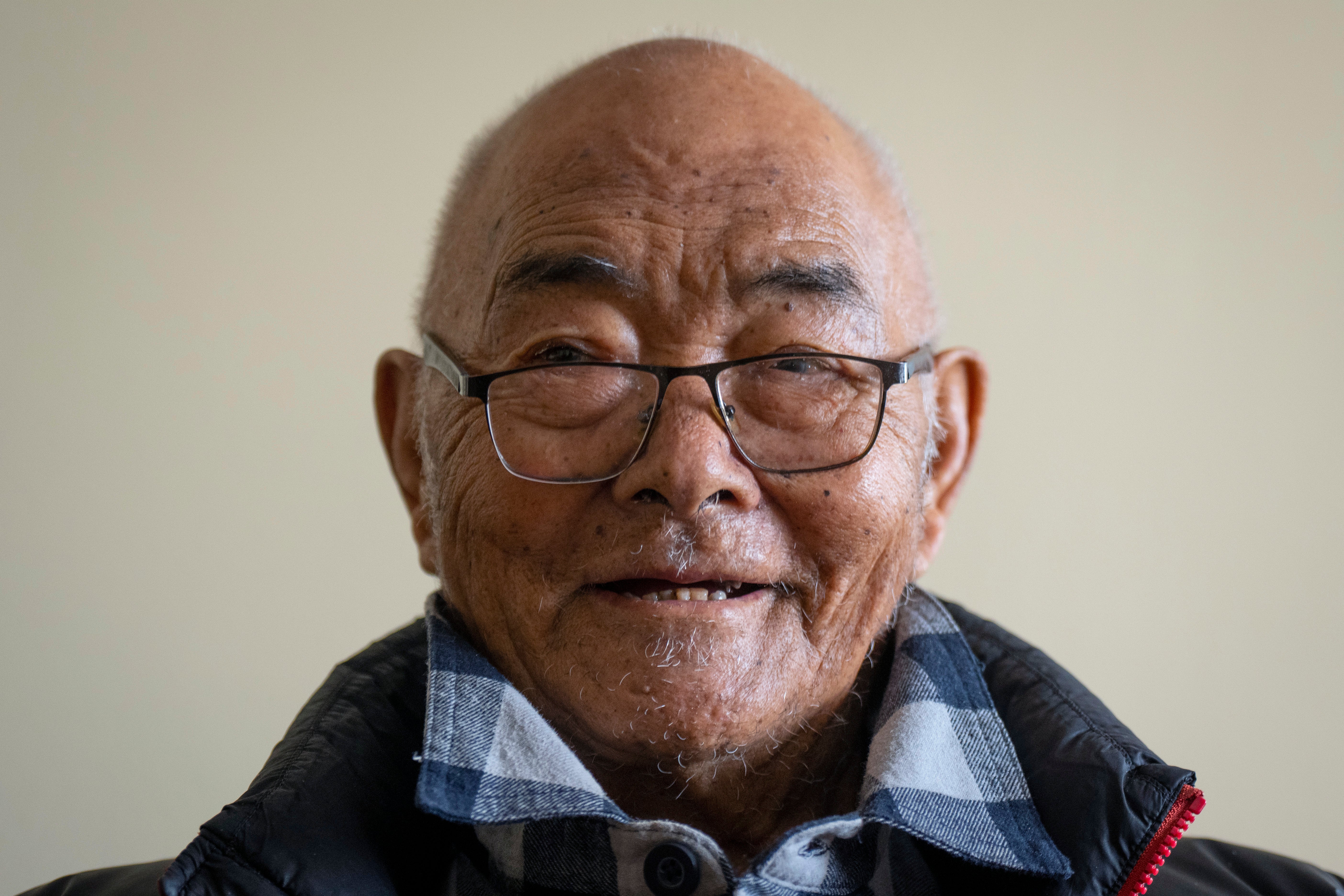 Kanchha Sherpa speaks to Associated press during an interview at his residence in Kathmandu, Nepal