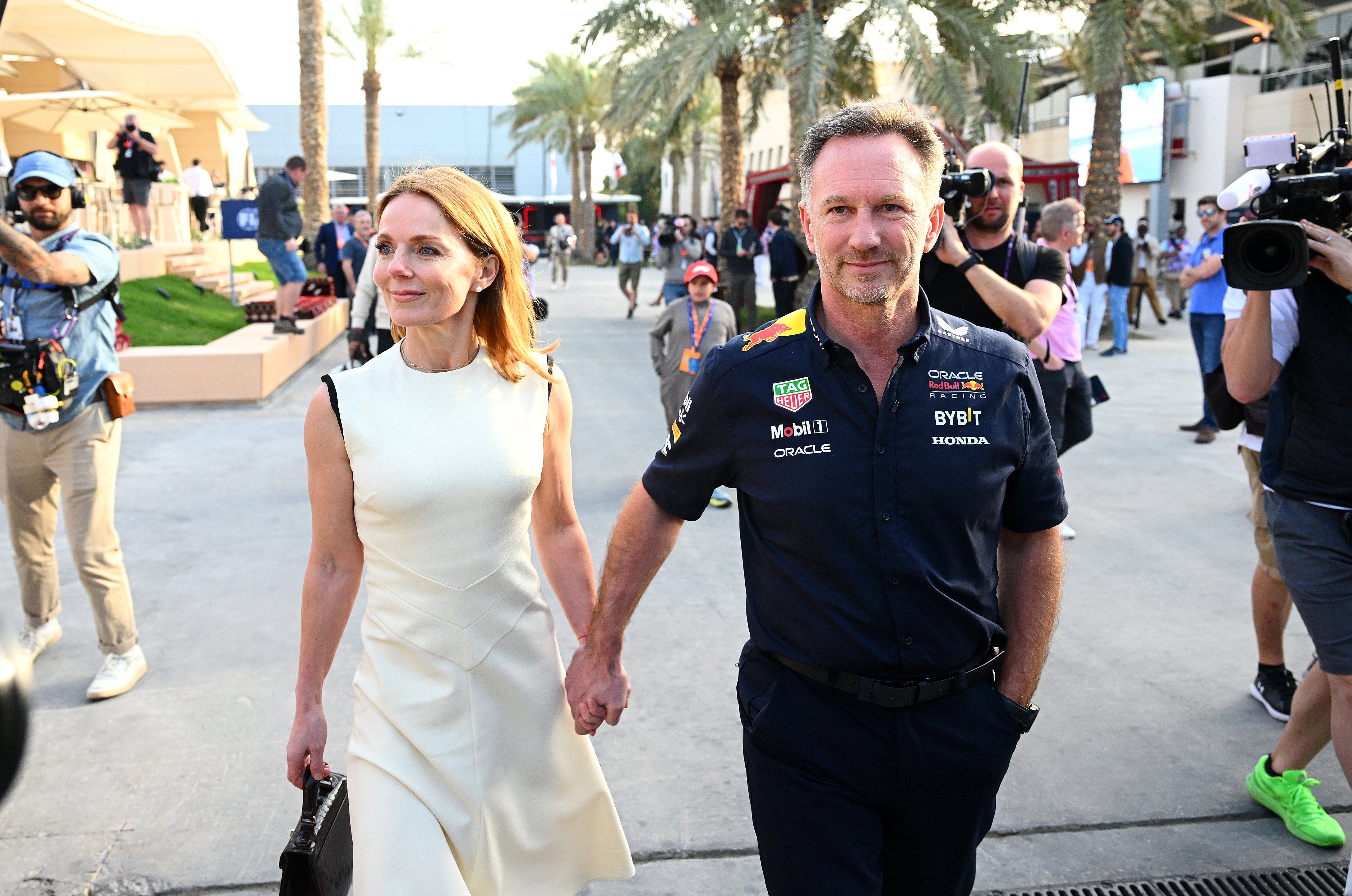 Christian Horner arrived hand in hand with Geri Halliwell in the Bahrain paddock on Saturday