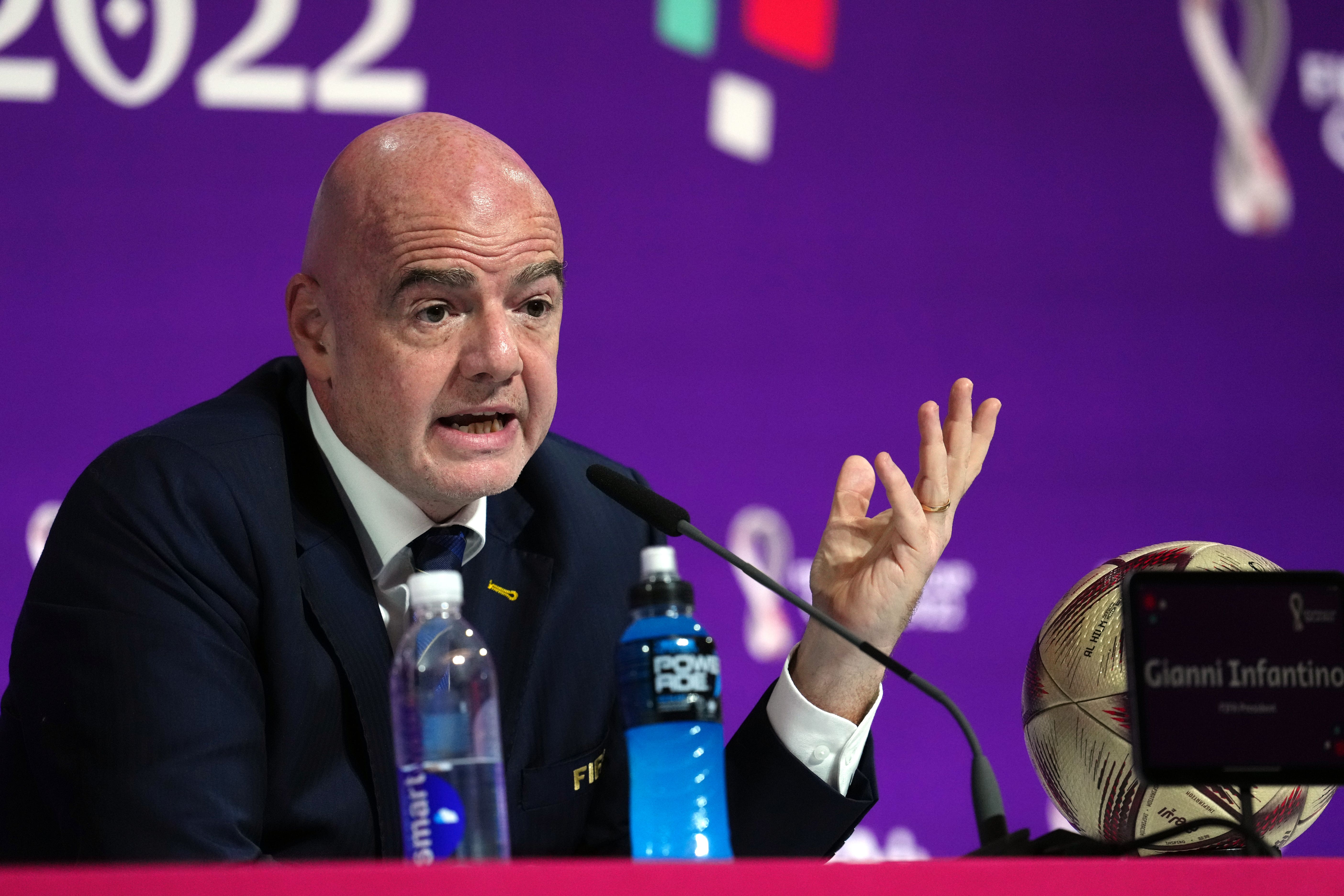 FIFA president Gianni Infantino said his organisation was “completely opposed” to blue cards being used in elite football (Nick Potts/PA)