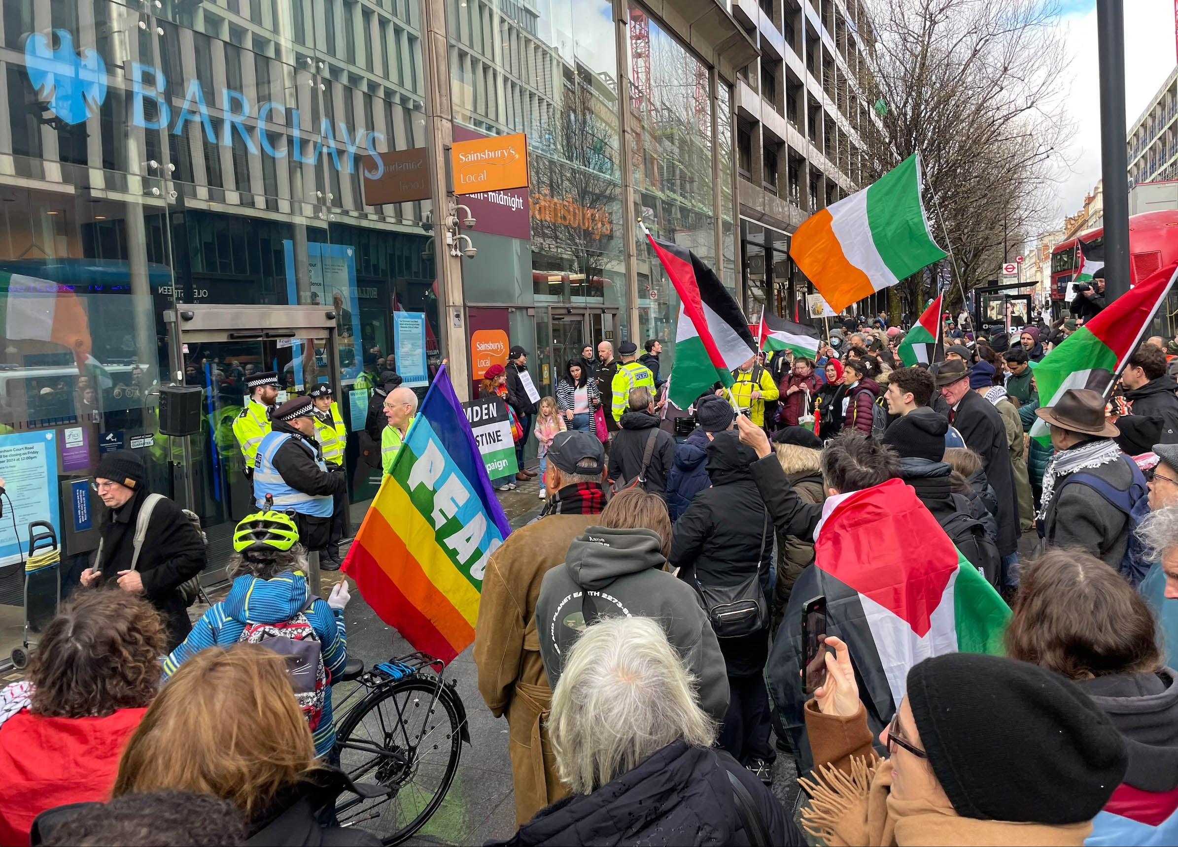 People take part in a Day of Action for Palestine protest in London organised by the Palestine Solidarity Campaign