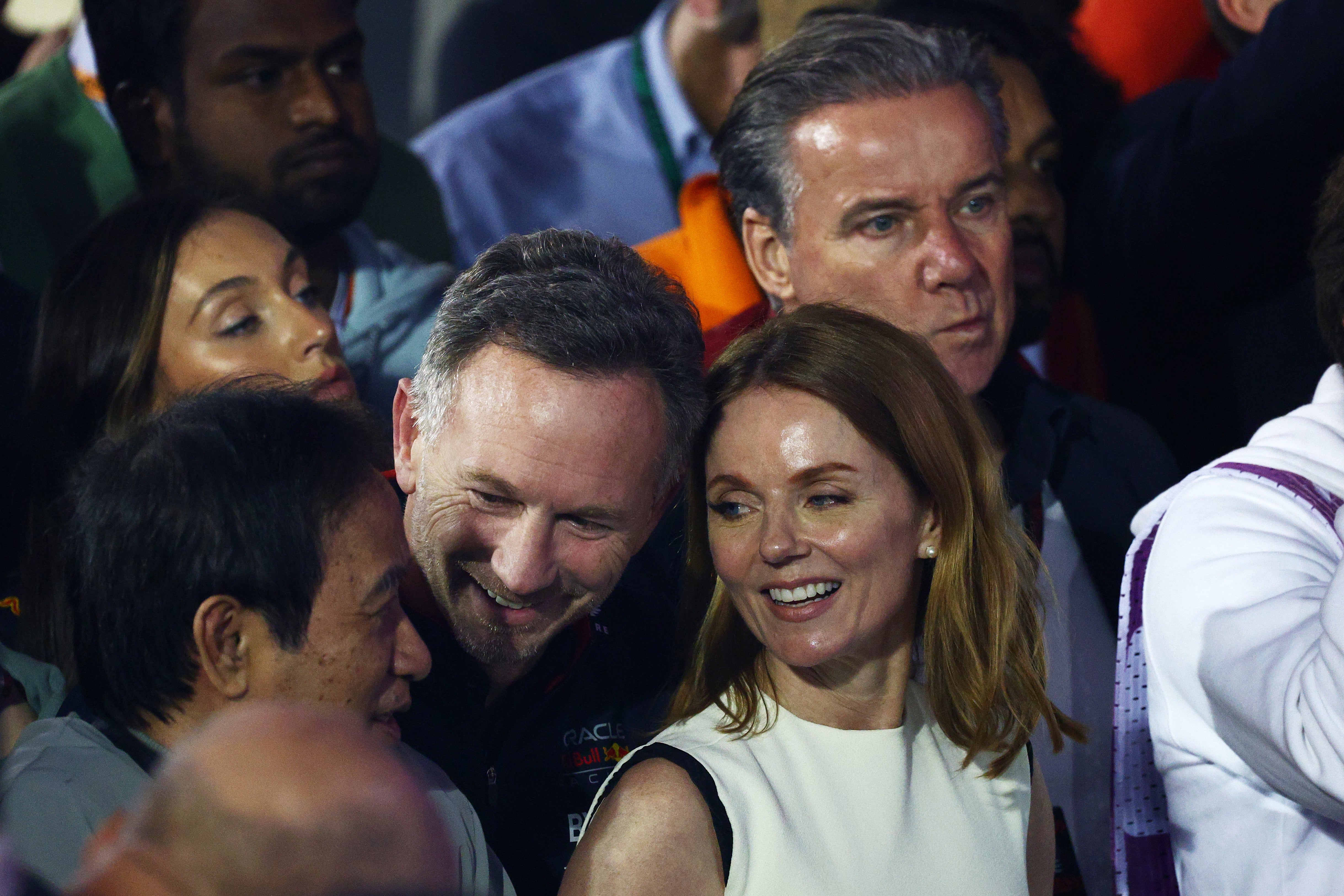 Christian and Geri were celebrating Max Verstappen’s victory by the podium after the race