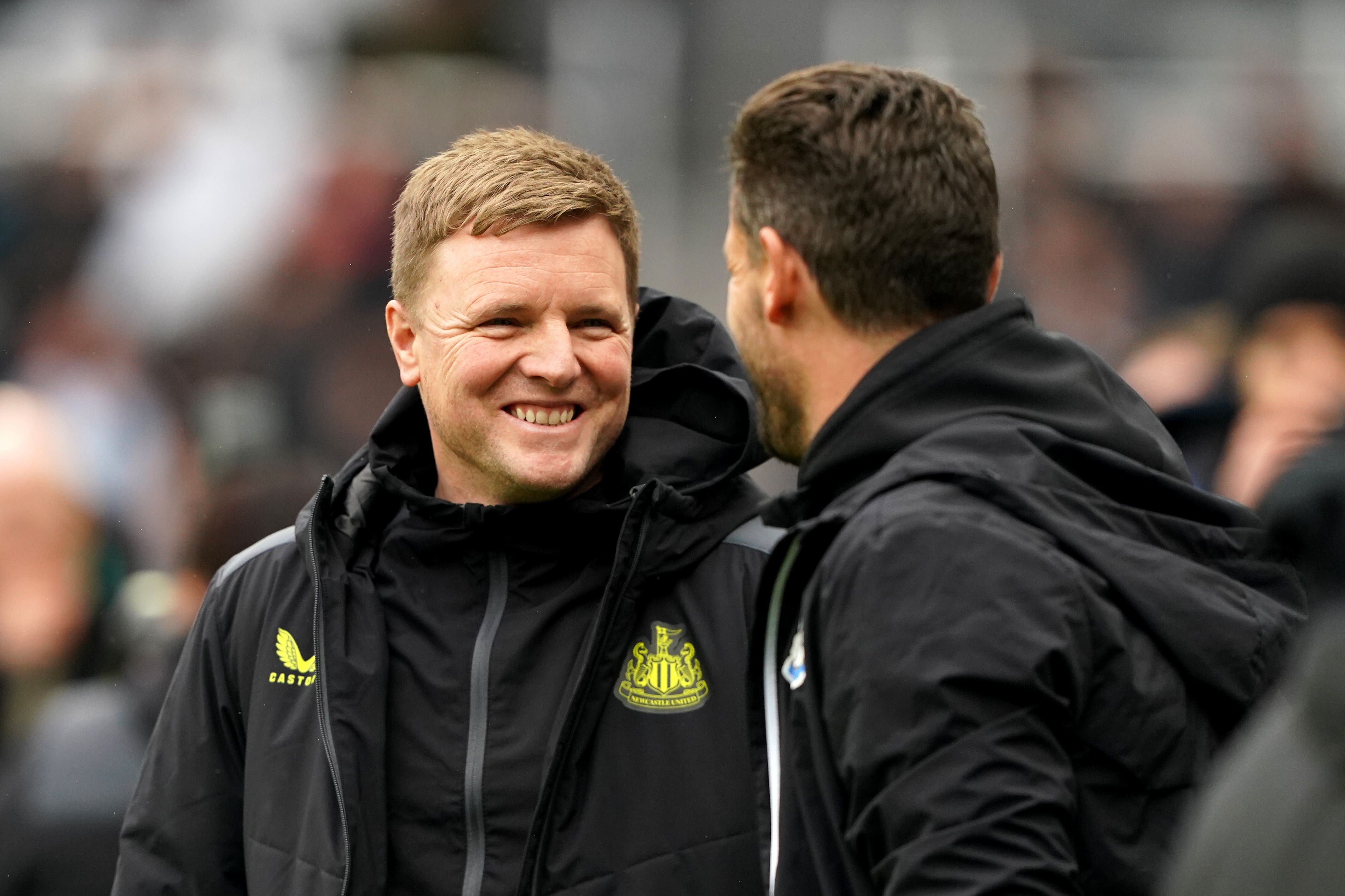 Newcastle head coach Eddie Howe (left) secured his 100th win as a Premier League manager against Wolves (Owen Humphreys/PA)