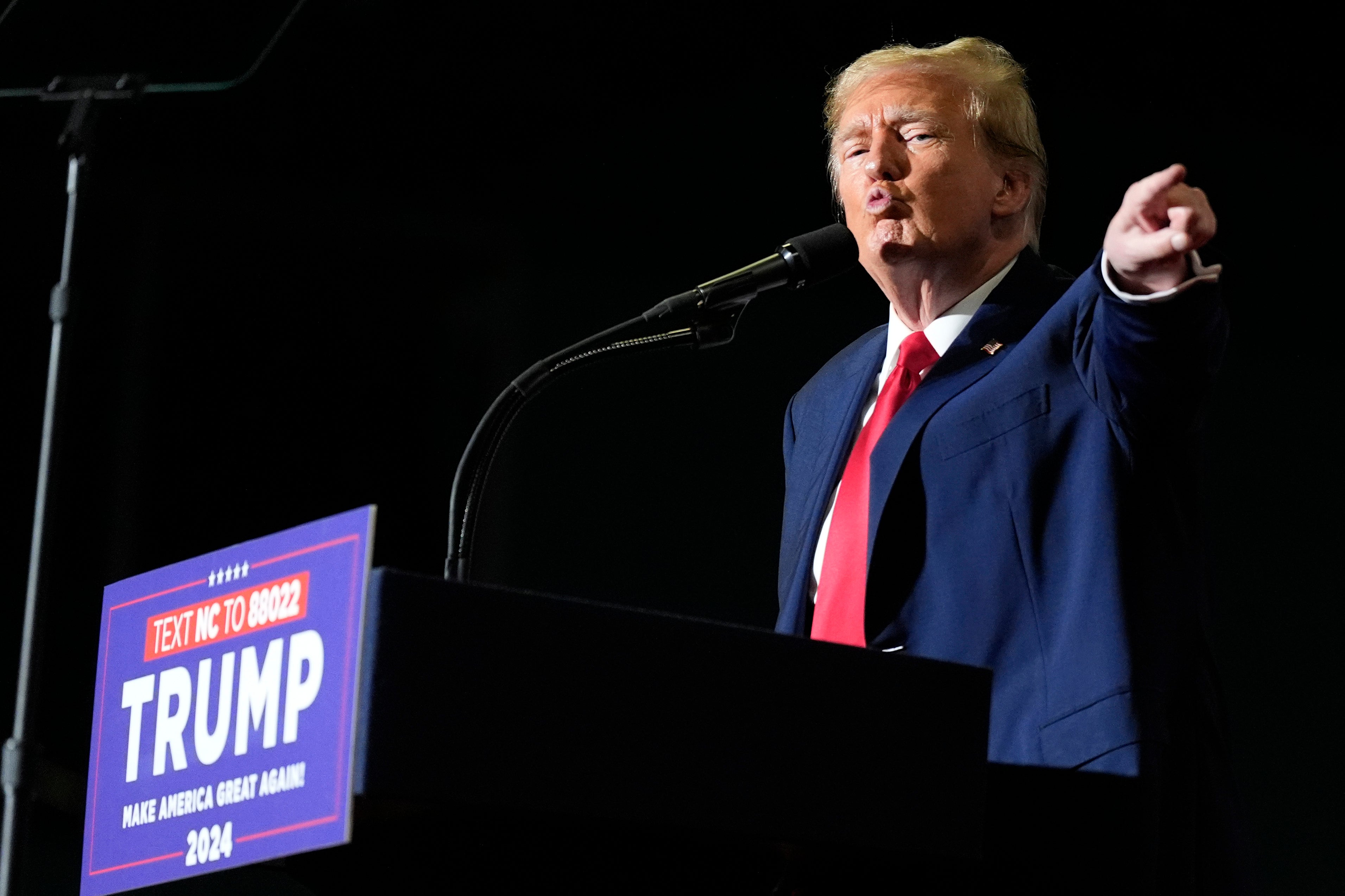 Republican presidential candidate former President Donald Trump speaks at a campaign rally Saturday, March 2, 2024, in Greensboro, N.C.