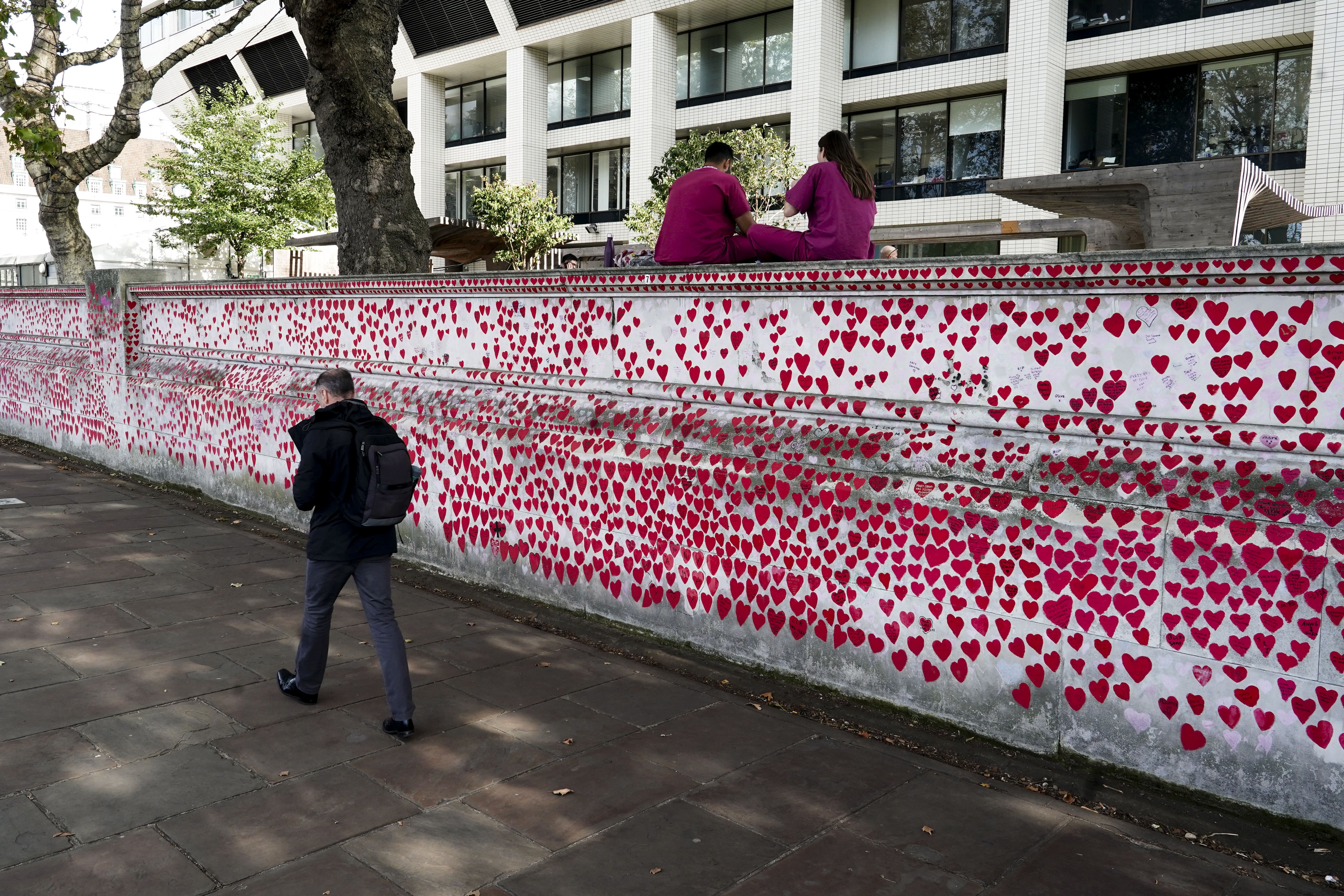 The National Covid Memorial Wall commemorates the victims of the Covid-19 pandemic in the UK (Jordan Pettitt/PA)