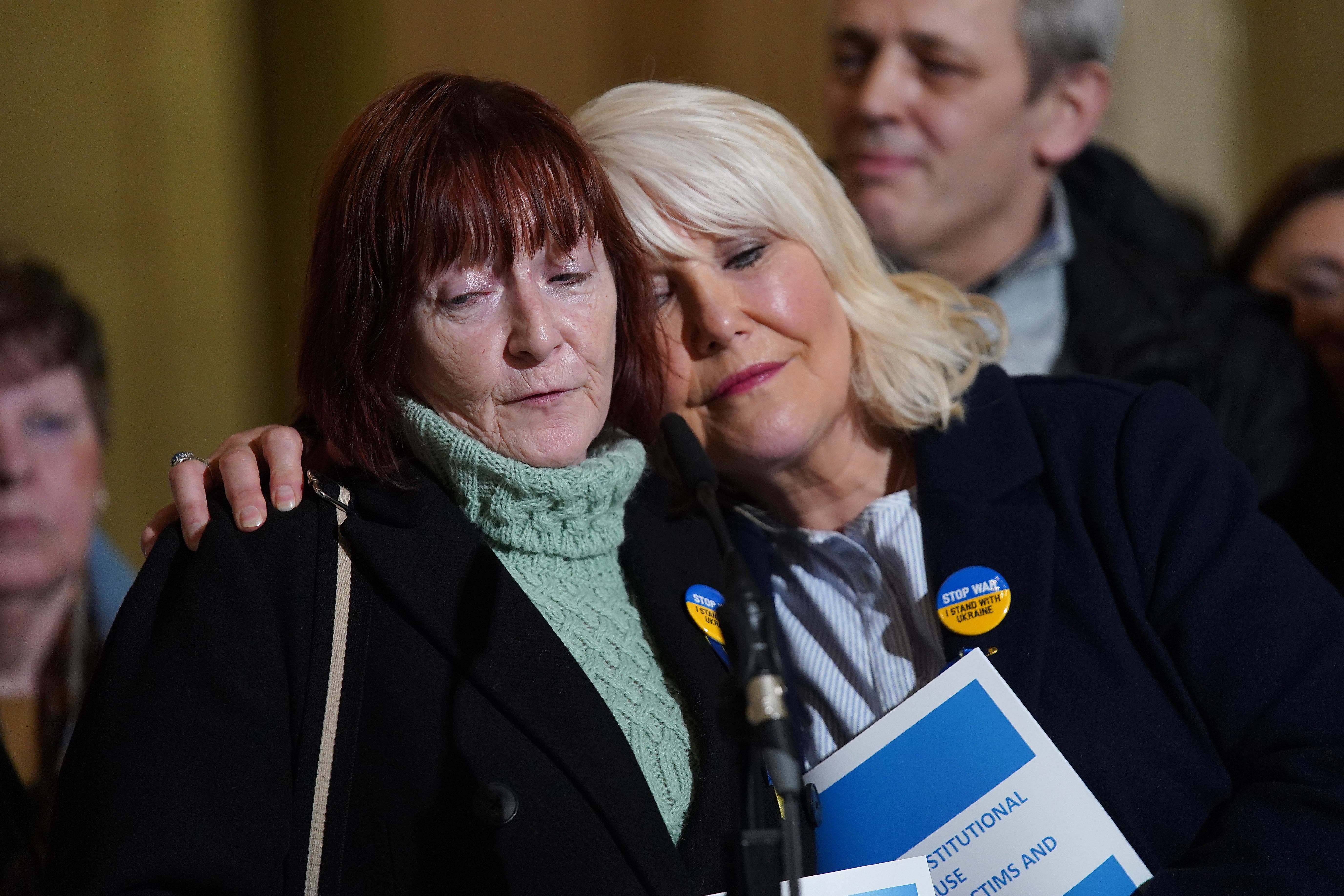 Kate Walmsley and Margaret McGuckin of the SAVIA lobby group (Brian Lawless/PA)