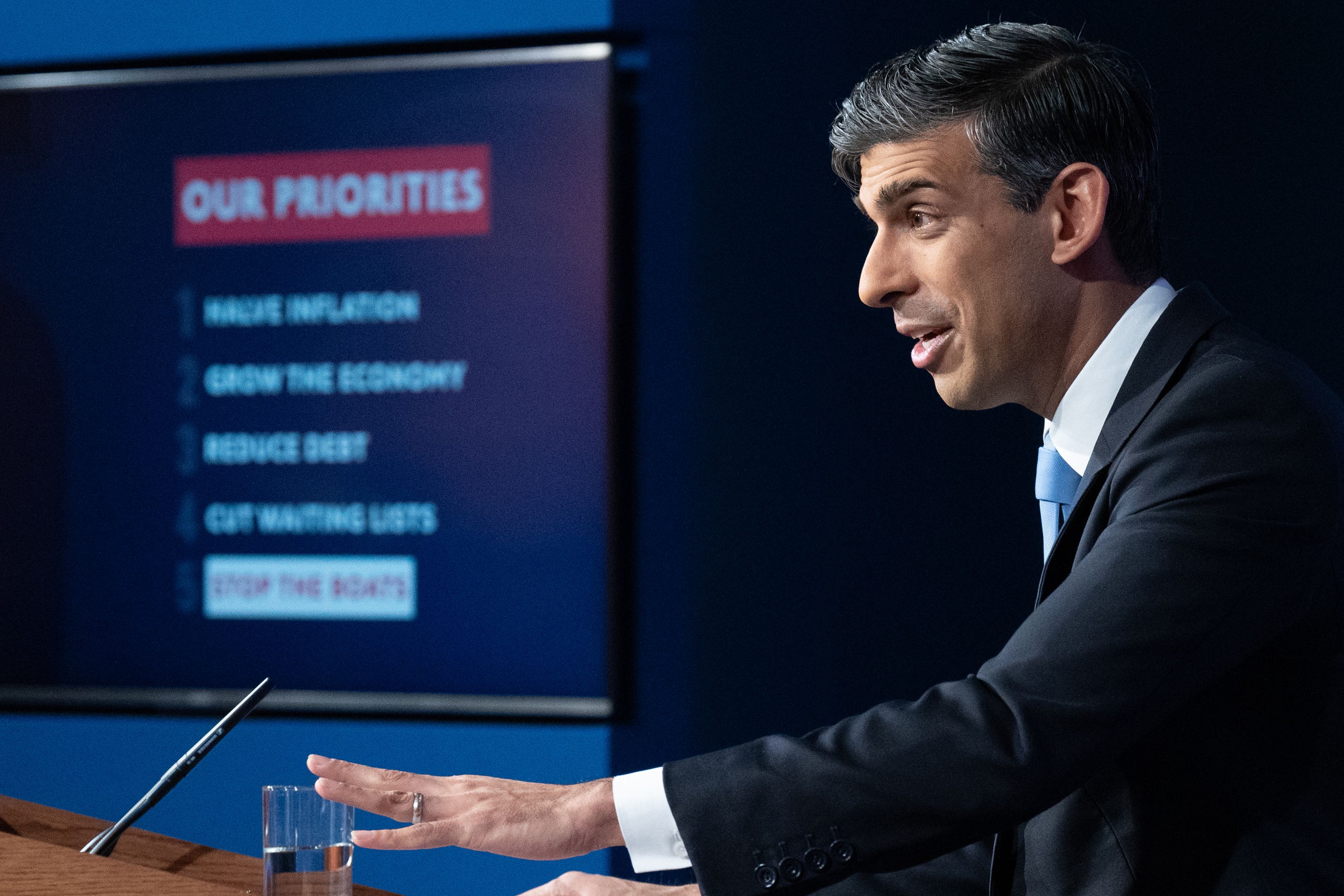 Rishi Sunak has made ‘stopping the boats’ a key pledge of his leadership (Stefan Rousseau/PA)