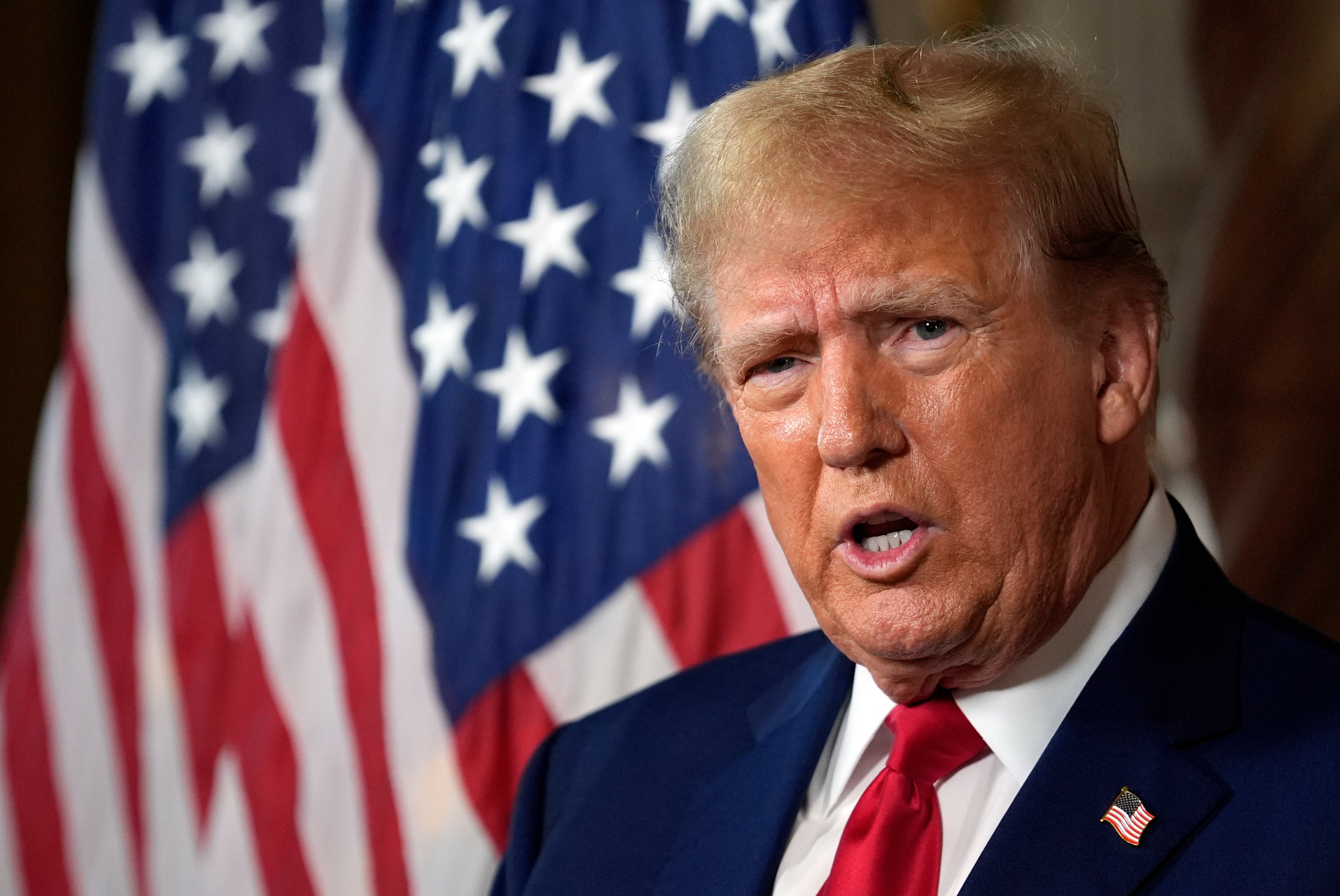 Donald Trump speaks at his Mar-a-Lago estate on 4 March 2024, in Palm Beach, Florida