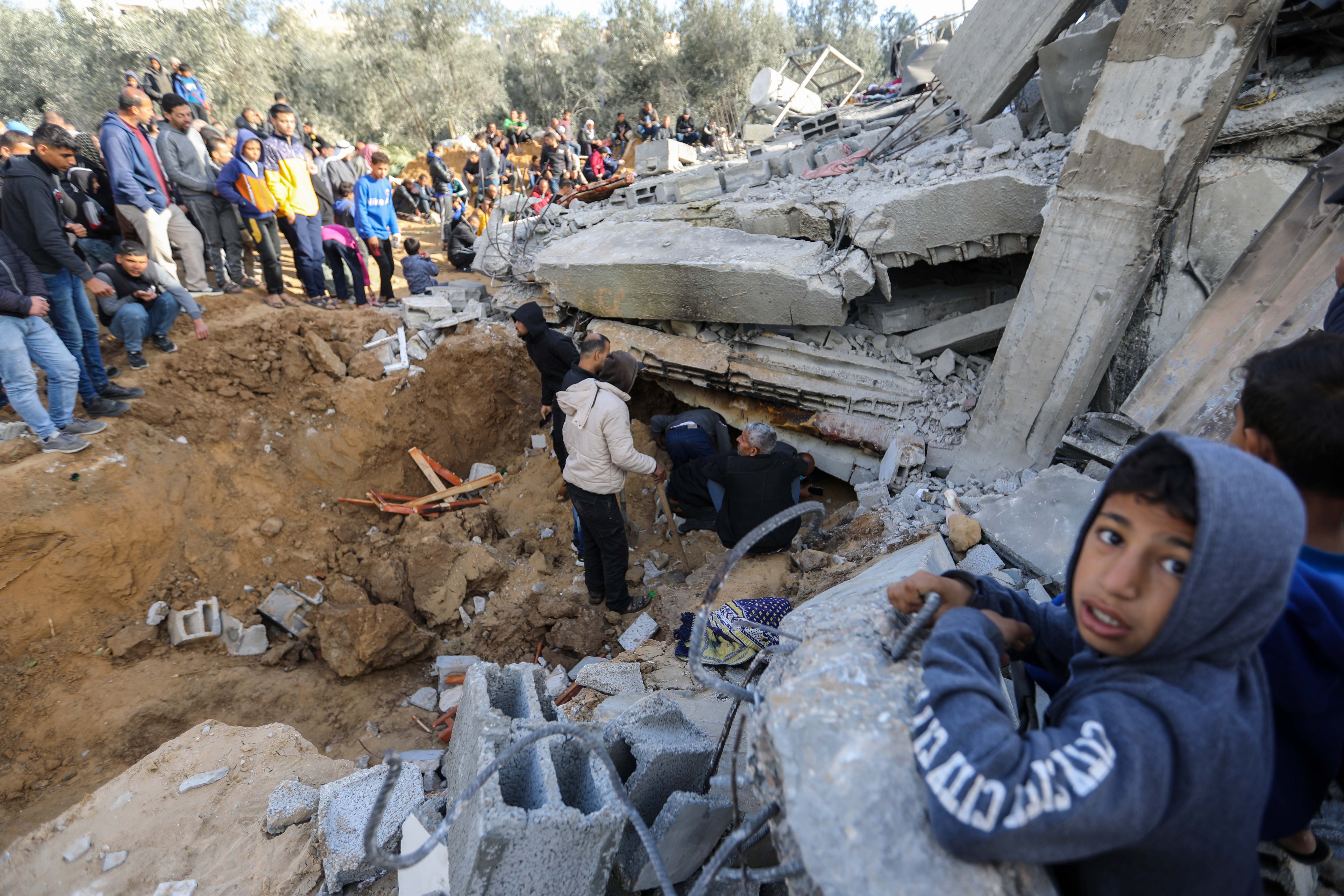 The aftermath of an Israeli airstrike in Rafah, southern Gaza